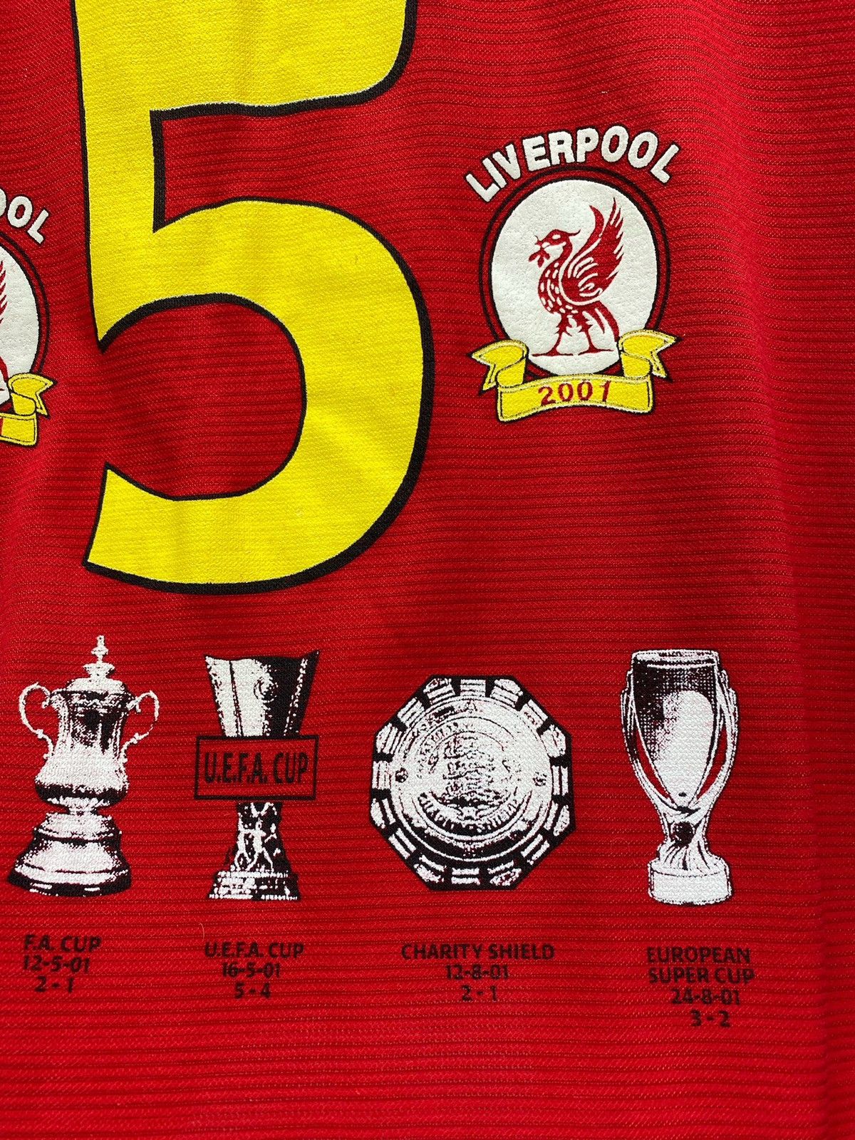 Vintage Vintage Liverpool 2001 Famous 5 Cup Winner T-Shirt Jersey Size US XL / EU 56 / 4 - 12 Thumbnail