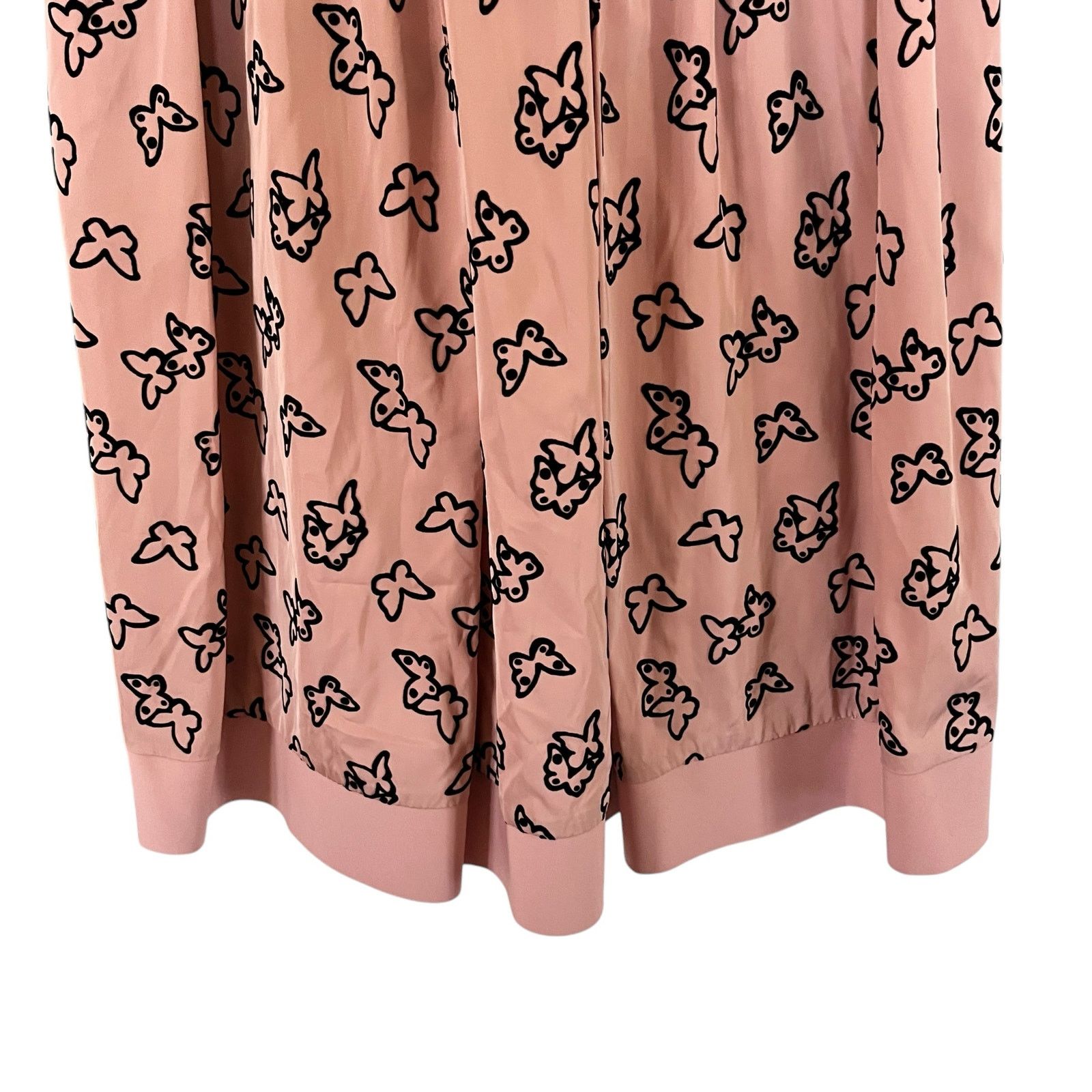 Moschino Moschino Pink Black Butterfly Print Pleated Midi Dress Size M / US 6-8 / IT 42-44 - 6 Thumbnail