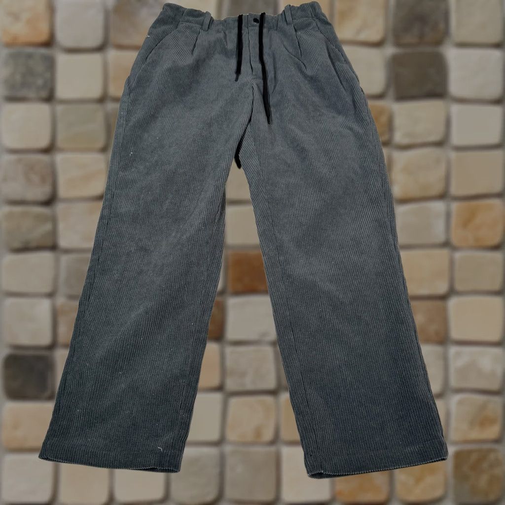 Goldwin Goldwin Pants Mens L Gray Fine Wale Corduroy Straight Leg Drawstring Casual Size US 33 - 1 Thumbnail