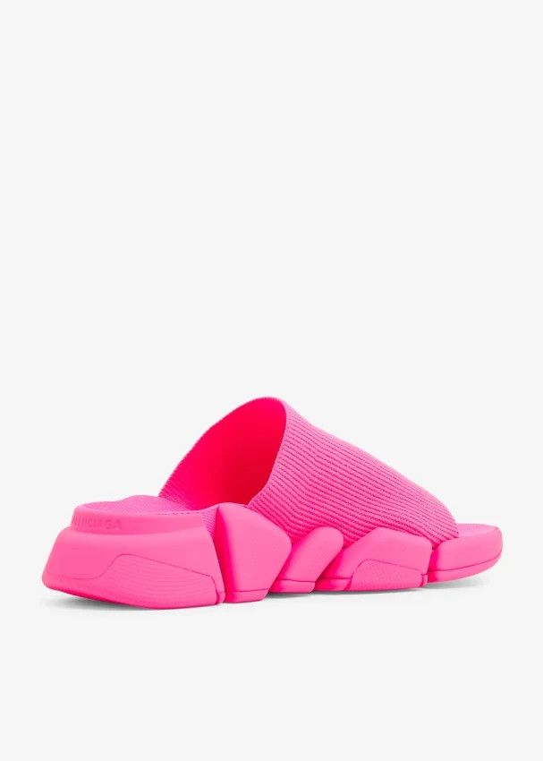 Balenciaga o1mt1gz0125 Speed 2.0 Recycled Knit Slide Sandals in Pink Size US 7 / IT 37 - 3 Thumbnail