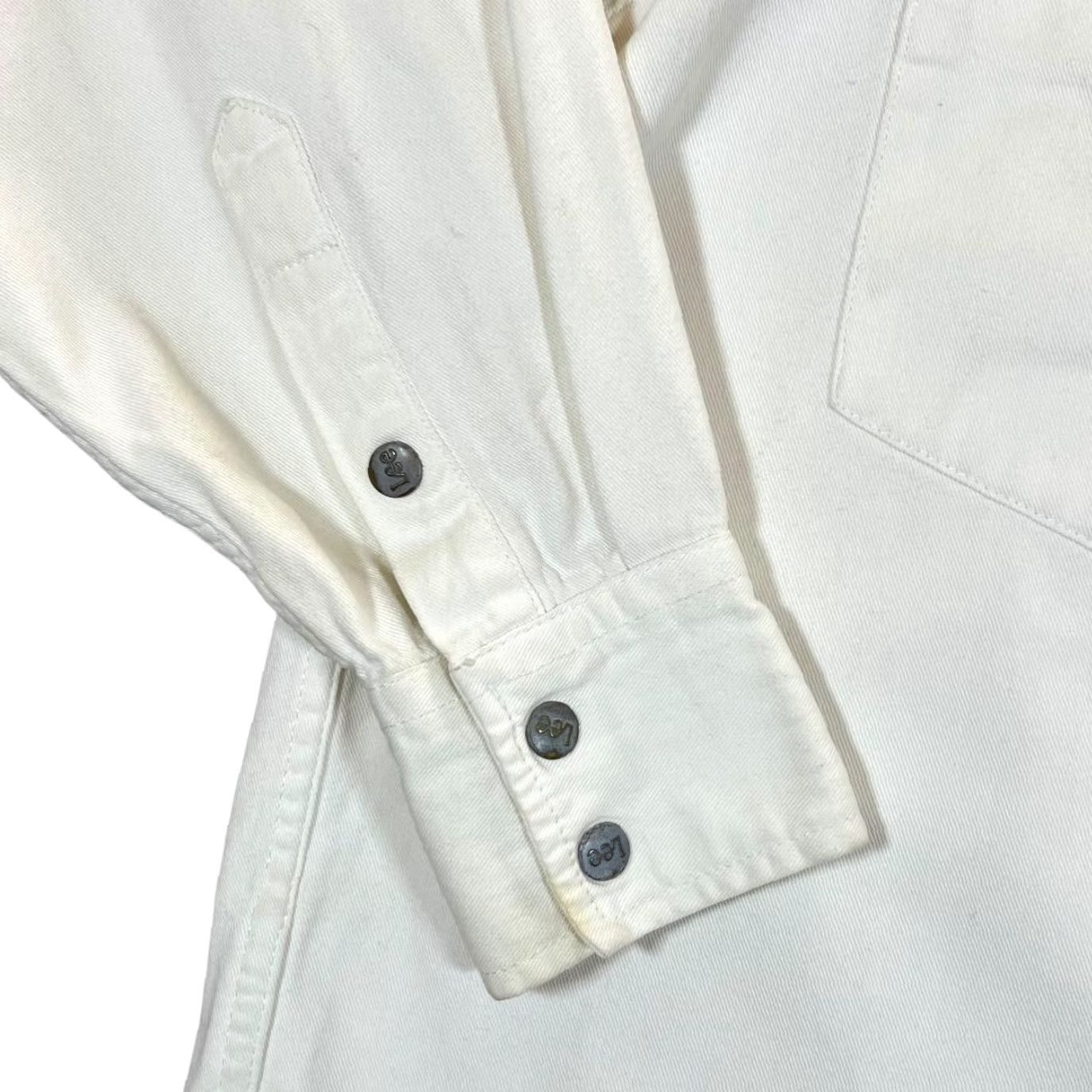 Lee VINTAGE Lee Sanforized Union Made White Cotton Long Sleeve Popper Shirt XS Men's 90s Shirt Size US XS / EU 42 / 0 - 7 Thumbnail