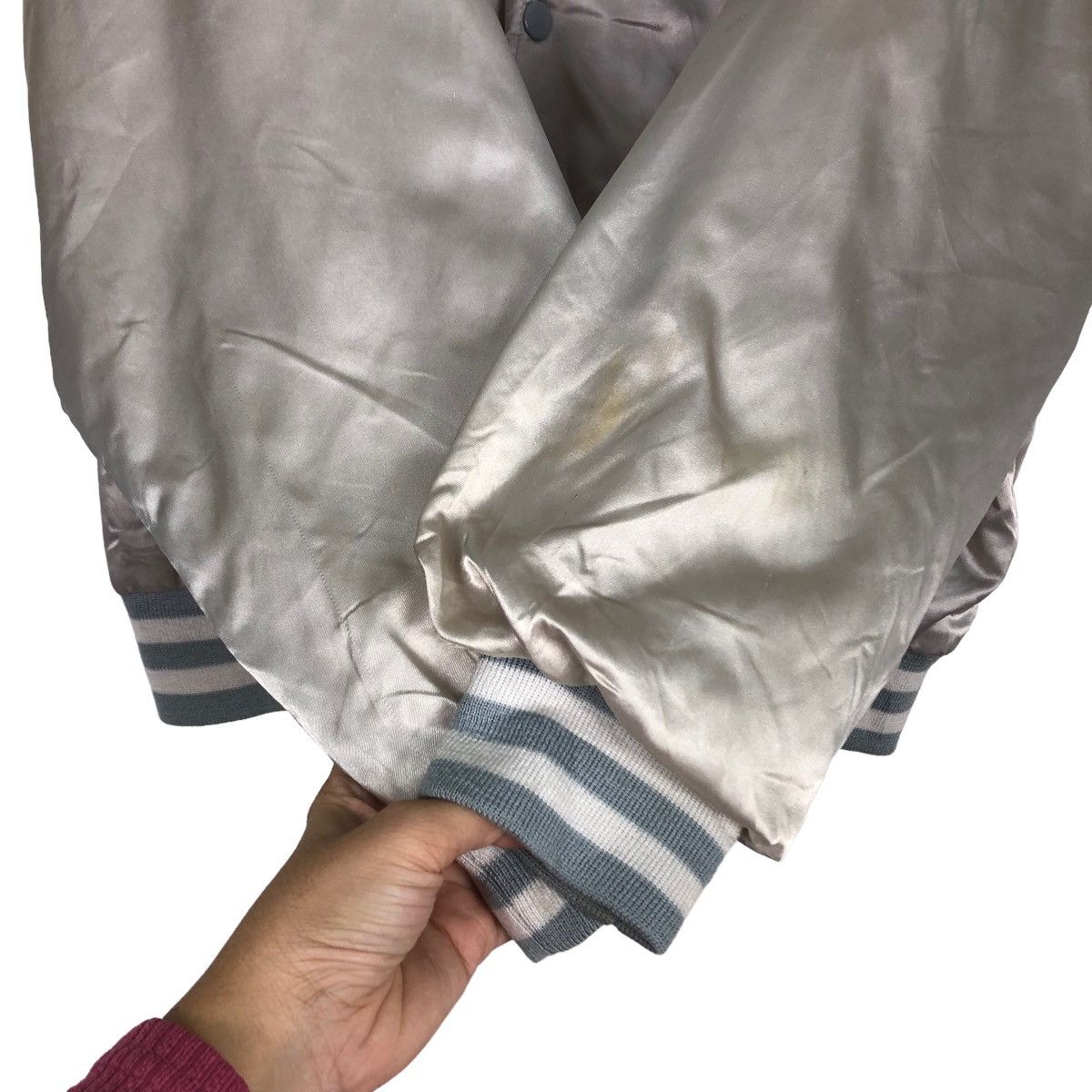 Japanese Brand 🔥Vtg Satin Bomber Jacket Chicago Big Logo Spell Out Size US L / EU 52-54 / 3 - 13 Thumbnail