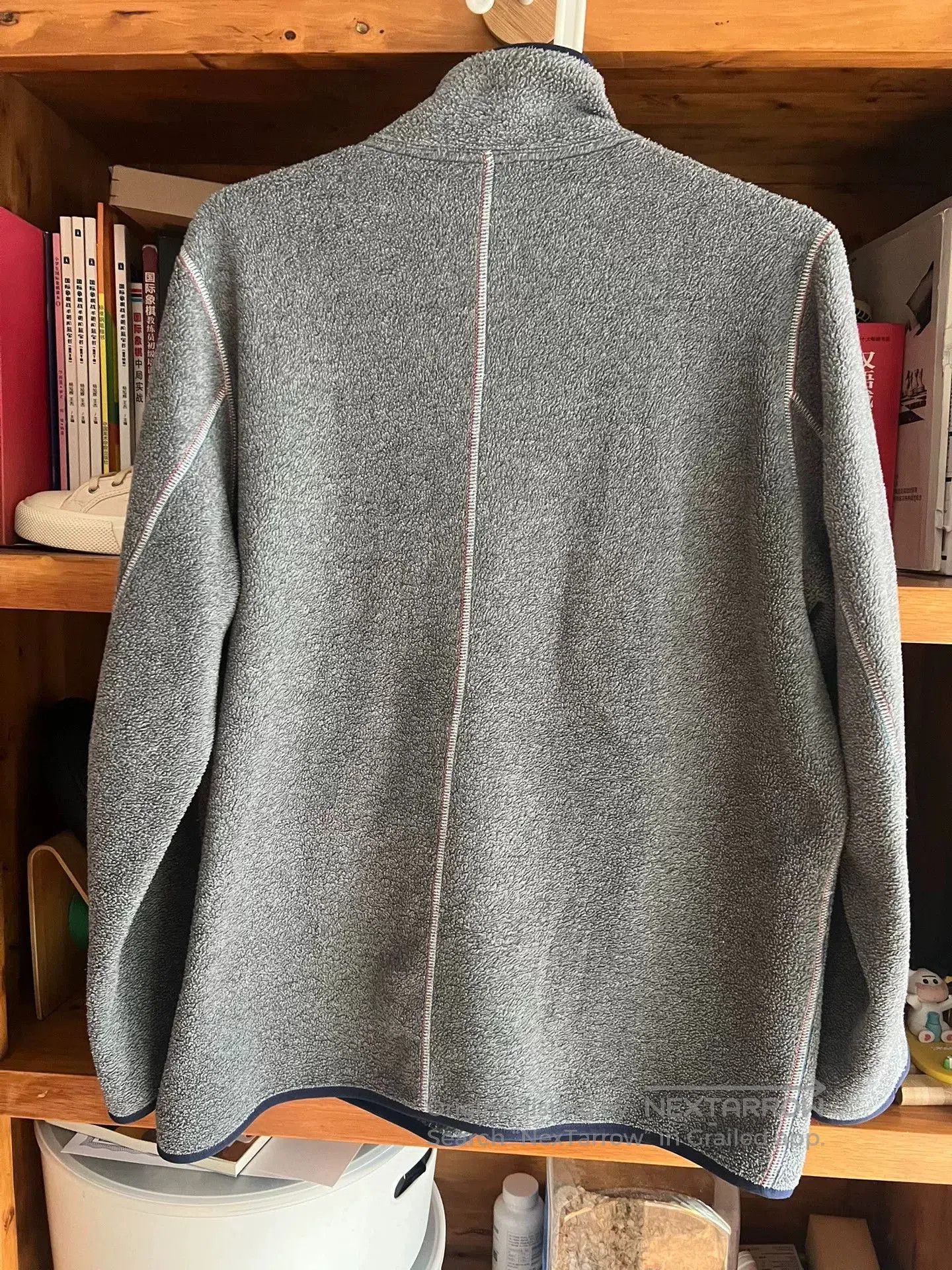 Porter Classic stylish gray fleece jacket with blue accents. Size US S / EU 44-46 / 1 - 7 Thumbnail