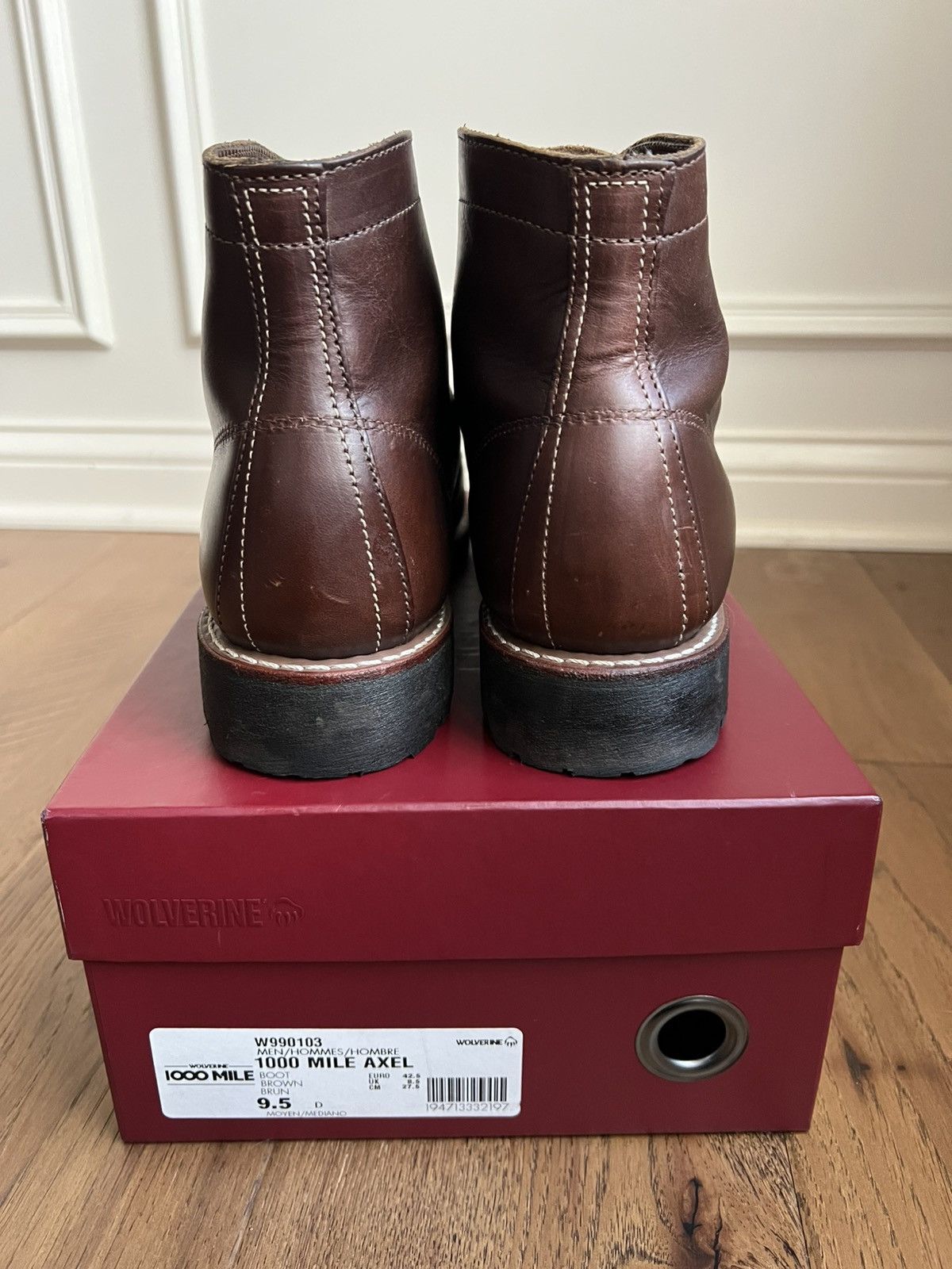 Wolverine 1000 Mile Plain Toe‎ Original Work Boots Mens 8 D Brown Leather USA $_32.JPG?set_id=880000500F main image 3