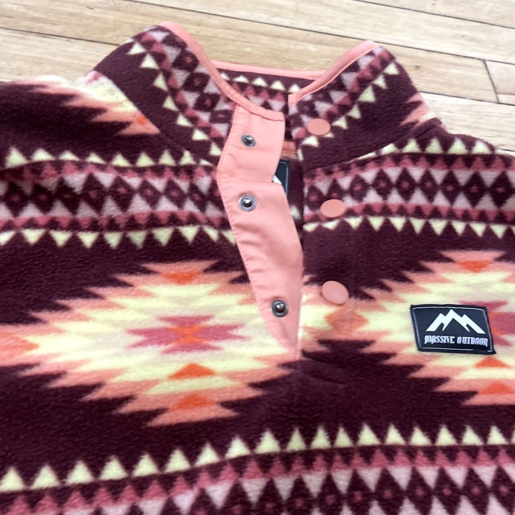 Vintage MASSIVE OUTDOOR Snap Sherpa Fleece Mens S Red Orange Tribal Aztec Southwest Jacket Mens Snap Fleece Outdoor Aztec Southwest Red Sportswear Size US S / EU 44-46 / 1 - 5 Thumbnail