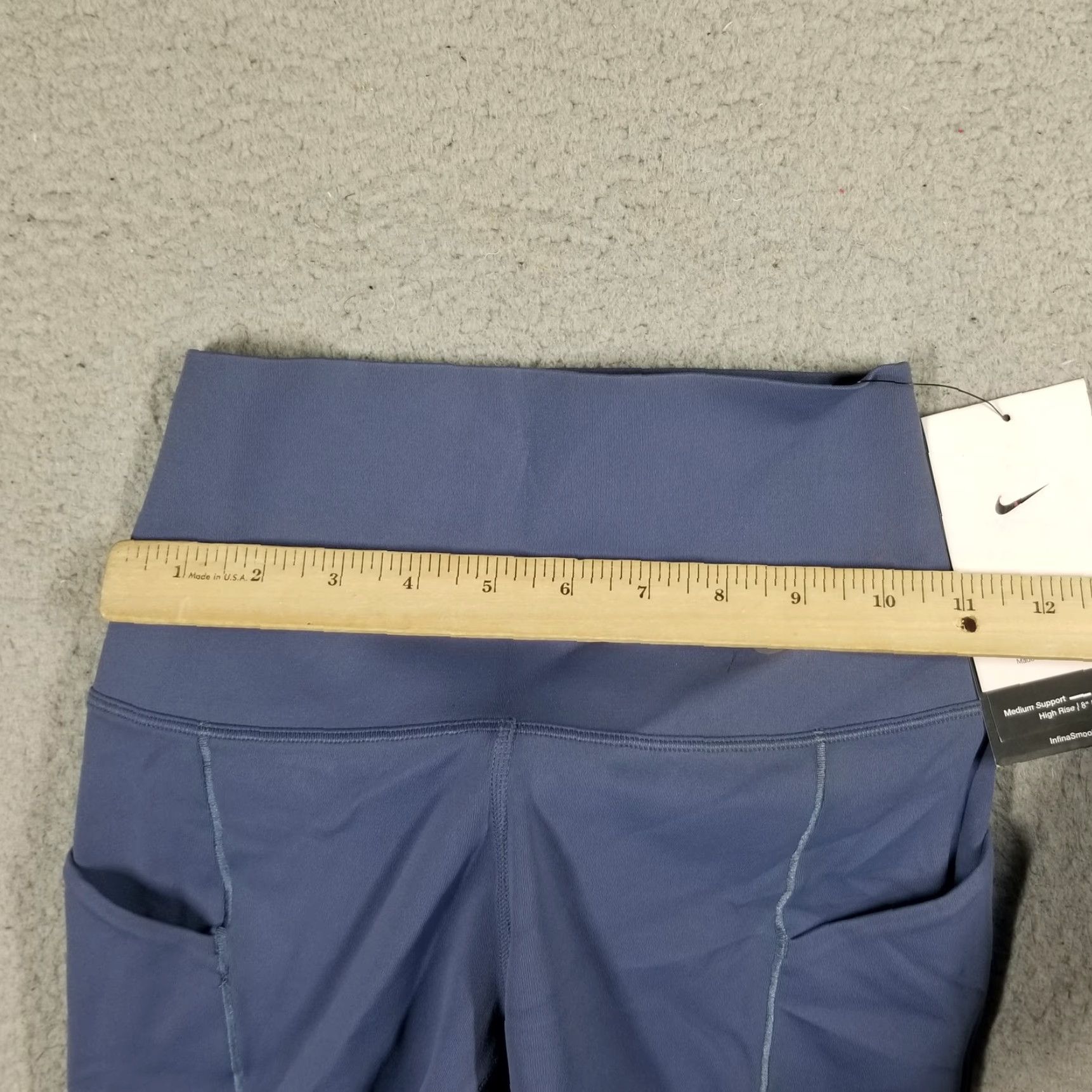 Nike Nike Women's XS Blue High-Waisted 8" Biker Shorts with Pockets Activewear Fitness Size 26" / US 2 / IT 38 - 4 Thumbnail