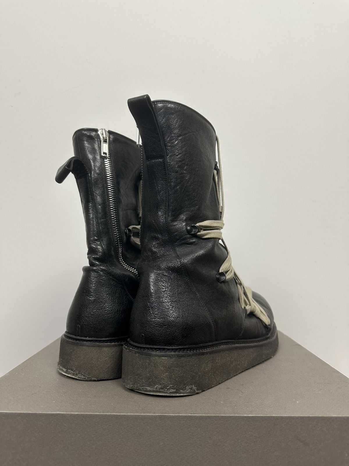 Rick Owens SS20 ‘TECUATL’ Megalace Pentalace Crepe Sole Boots Size US 13 / EU 46 - 5 Thumbnail