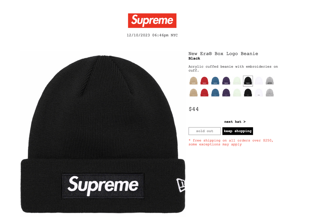 Black supreme box logo hot sale beanie