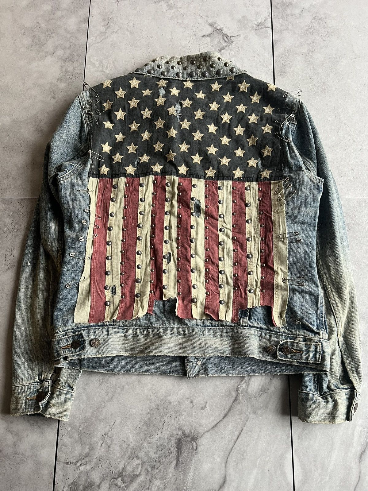 Ralph Lauren Ralph Lauren Studded American Flag Safety Pin Denim Jacket Size US M / EU 48-50 / 2 - 1 Thumbnail