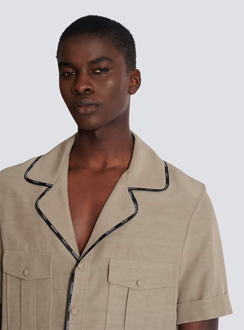 Balmain o1s1wg110126 Cupro Pyjama Shirt With Pocket in Brown Size US S / EU 44-46 / 1 - 6 Thumbnail