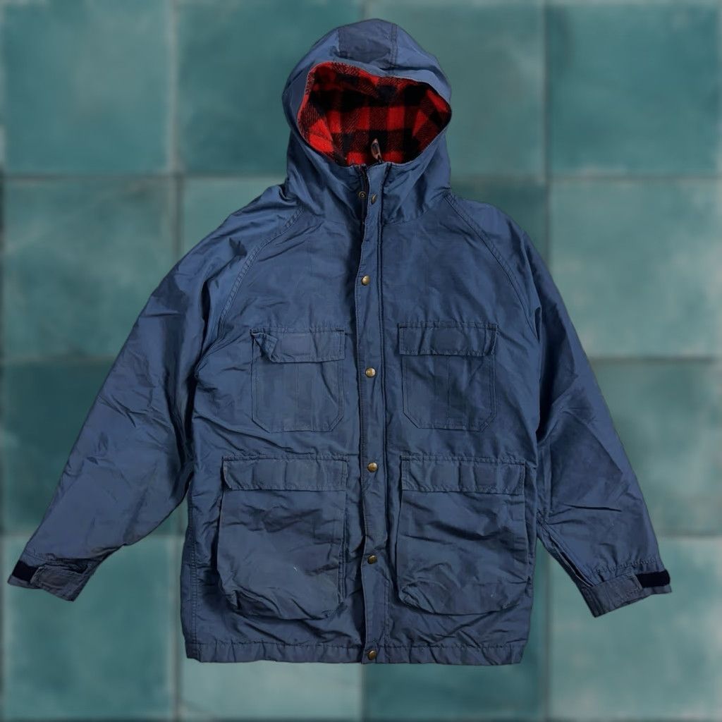Vintage VINTAGE L.L. Bean Parka Jacket Mens M Blue Wool Plaid Parka Long Full Zip Hooded Lined Pockets 90s USA Buffalo Plaid Size US M / EU 48-50 / 2 - 1 Thumbnail