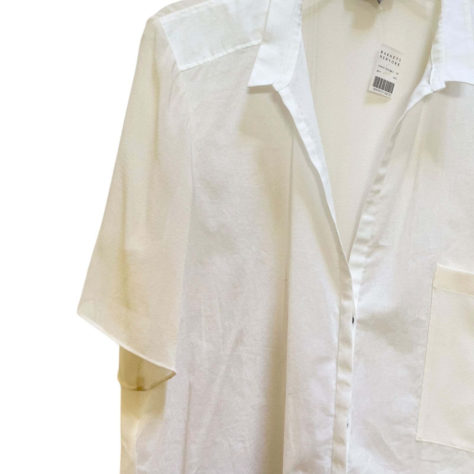 Helmut Lang Helmut Helmut Lang White Cotton Silk Combo Blouse Size L / US 10 / IT 46 - 4 Thumbnail