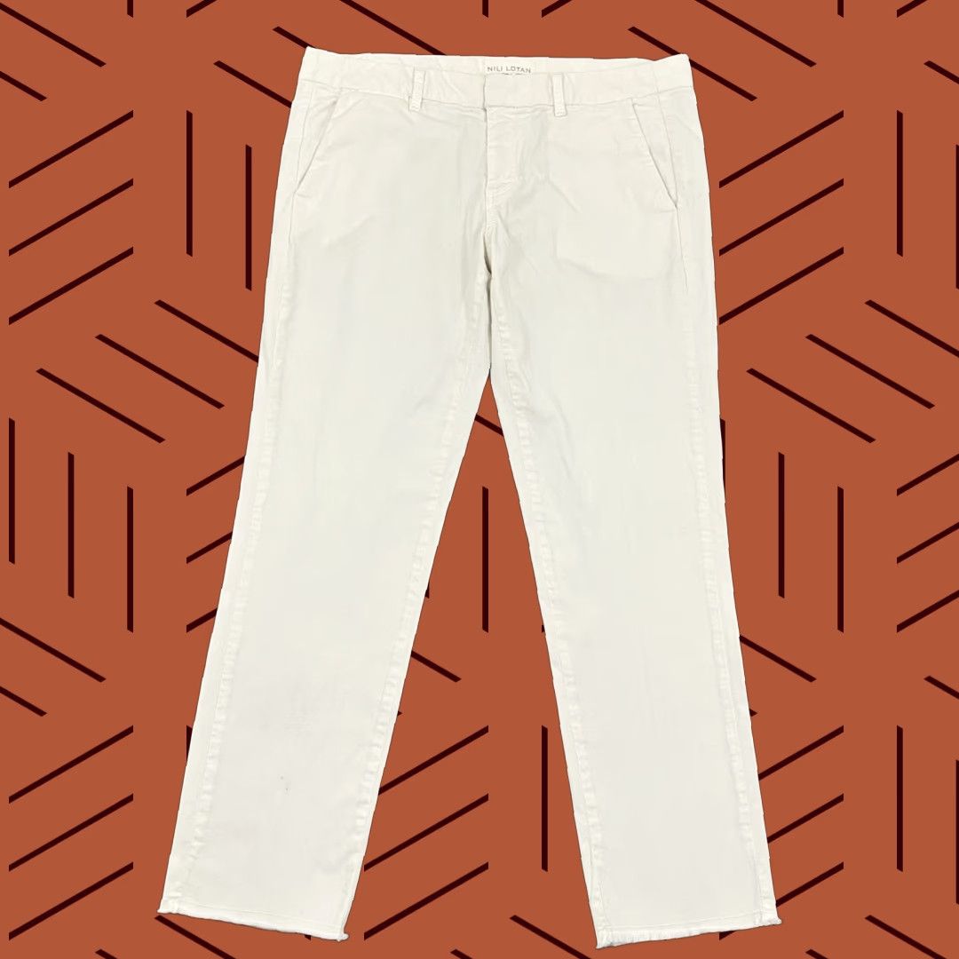 Nili Lotan Nili Lotan Pants Womens Sz 4 30 x 26 White Tapered Raw Hem Mid Rise Minimalist Size 27" / US 4 / IT 40 - 1 Thumbnail