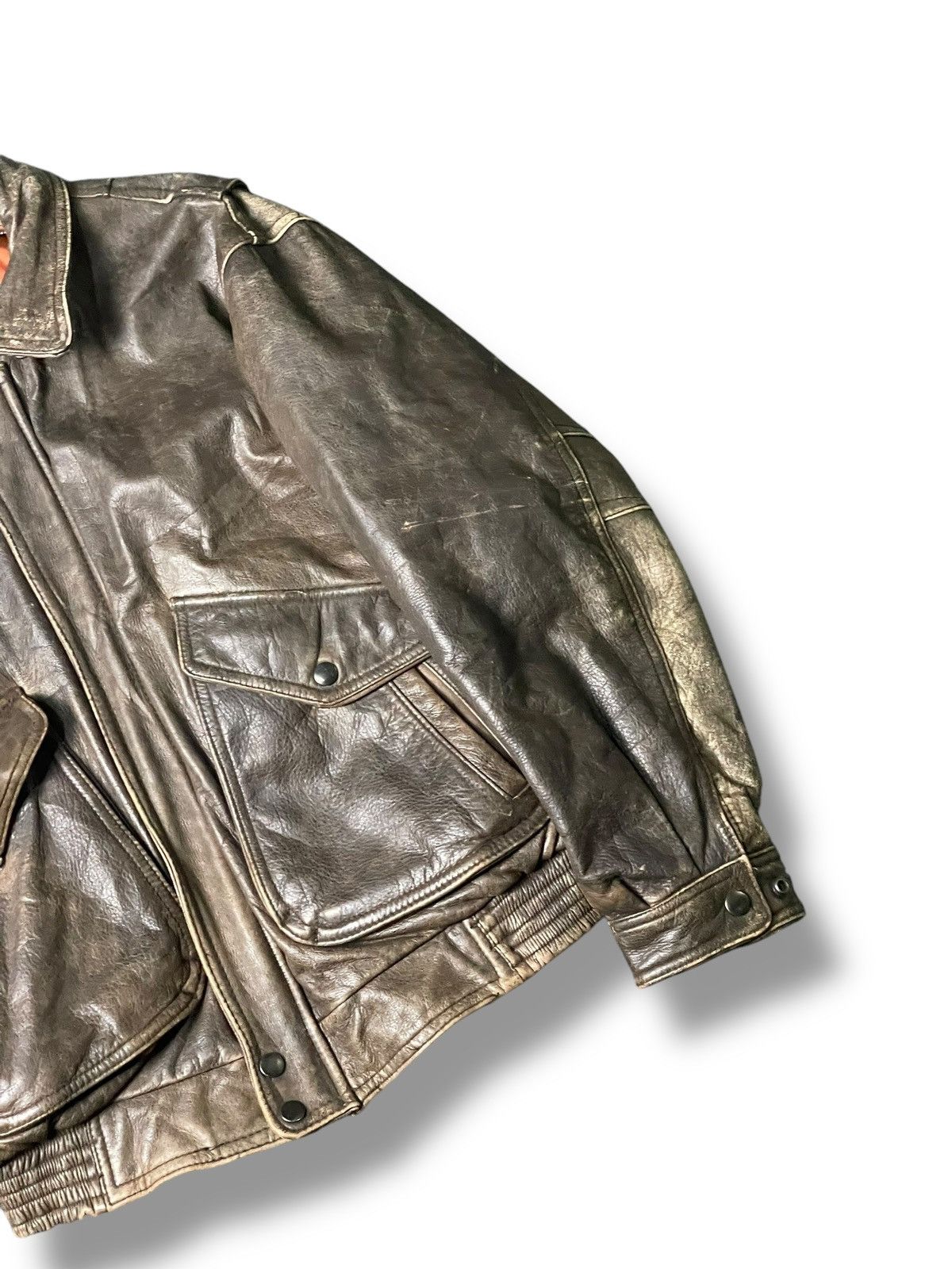 Vintage Japanese Brand Utility Pocket Leather Jacket (101) Size US XXS / EU 40 - 3 Thumbnail