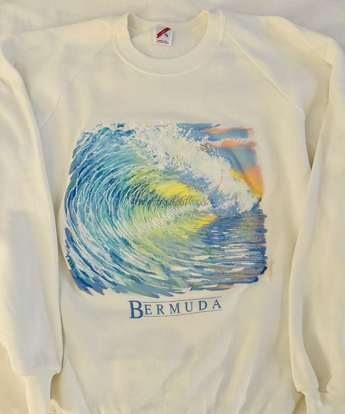 Art Comes First × Jerzees Vintage 1989 Bermuda Wave Art Sweatshirt Size US XL / EU 56 / 4 - 6 Thumbnail