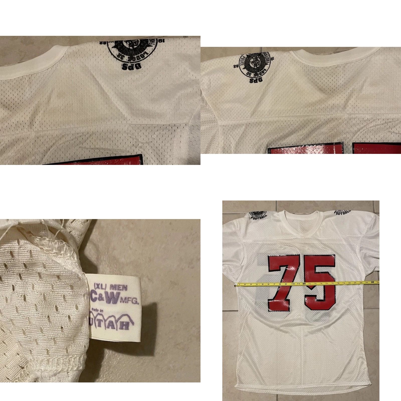 Vintage Vtg 80s DPS Faded Football Jersey XL USA Arizona Lodge 32 Police Cop Grunge 70s T-Shirt Mens XL White 90s Grunge Officer USA NFL Sports Retro Size US XL / EU 56 / 4 - 8 Thumbnail
