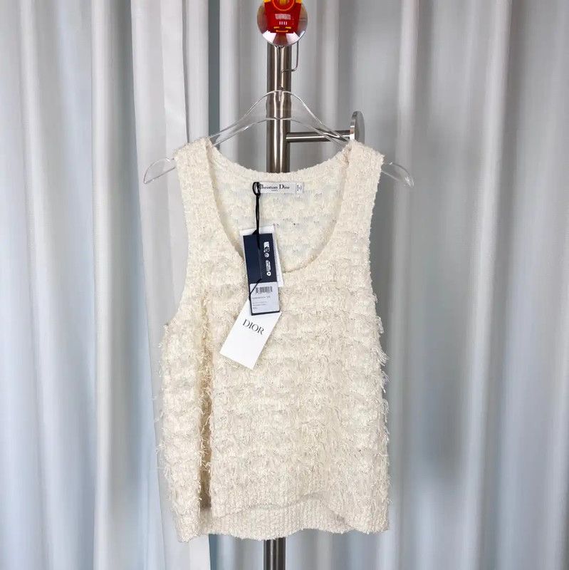 Dior Dior White Women's Sweater Tank Top 0089 Size XXL / US 16-18 / IT 52-54 - 1 Thumbnail