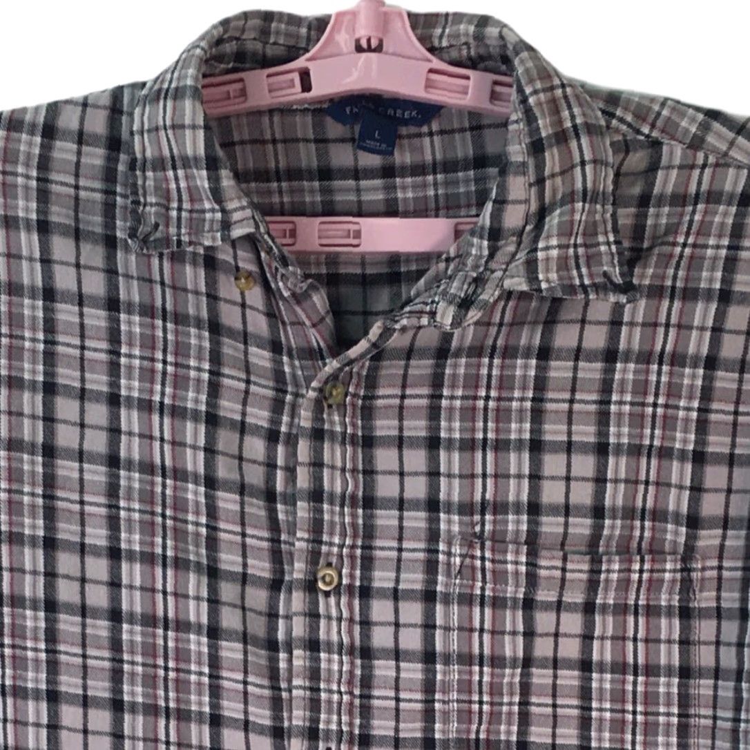 Vintage Falls Creek Shirt Mens L Plaid Oxford Button-Down Long Sleeve Black Gray Size US L / EU 52-54 / 3 - 5 Thumbnail