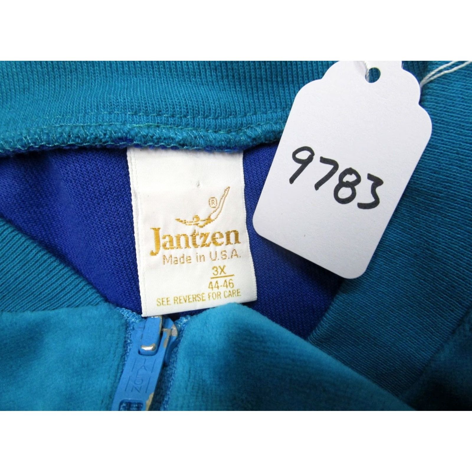 Jantzen VINTAGE Jantzen Windbreaker Jacket Women 3X Blue Velour Striped USA 80s Retro Distressed Logo Jacket/Coat Size XXL / US 16-18 / IT 52-54 - 7 Thumbnail