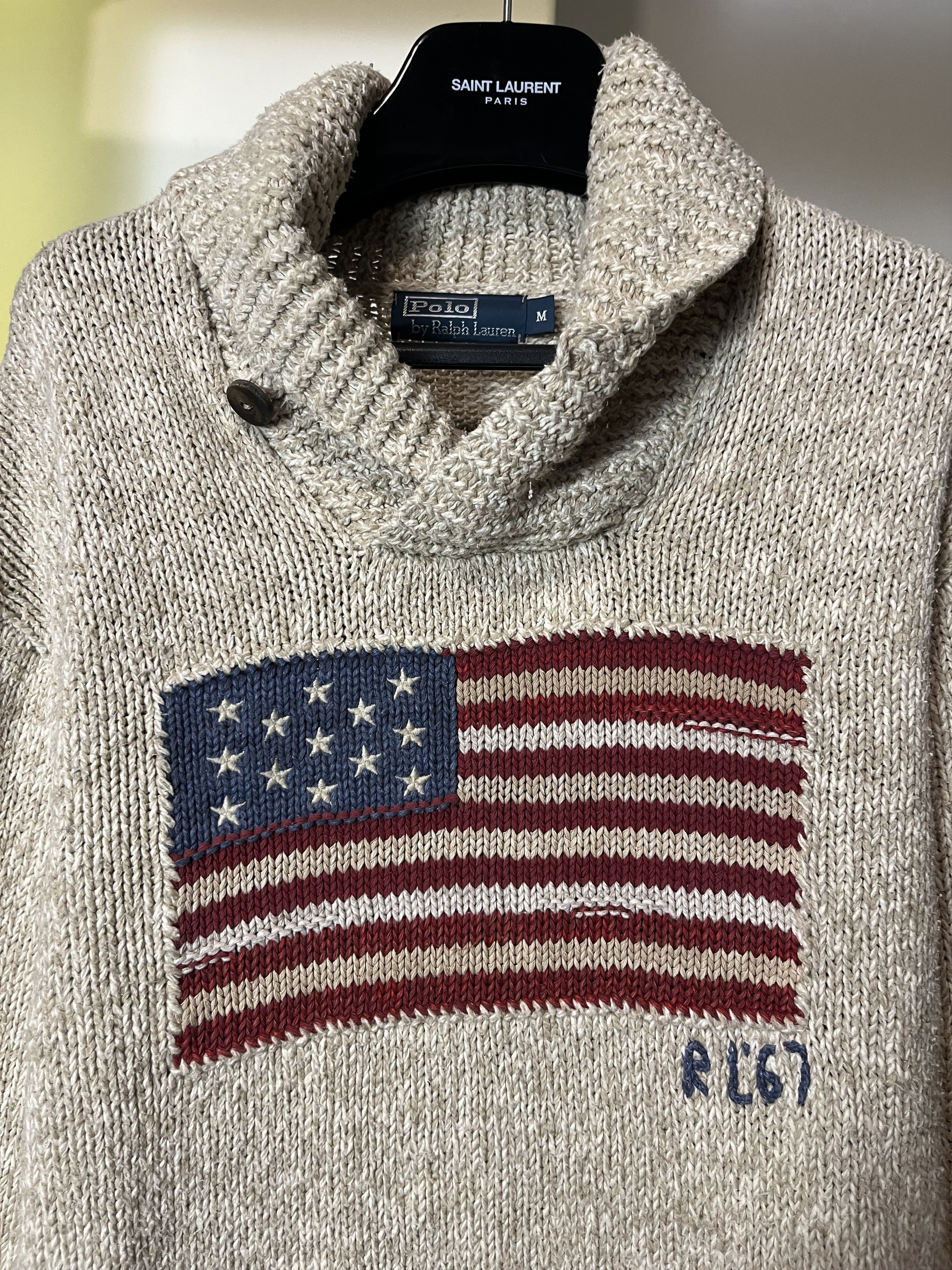 Lauren Ralph Lauren × Ralph Lauren × Vintage Vintage Polo Ralph Lauren USA Flag Turtle Neck Cashmere Silk Size US M / EU 48-50 / 2 - 2 Thumbnail