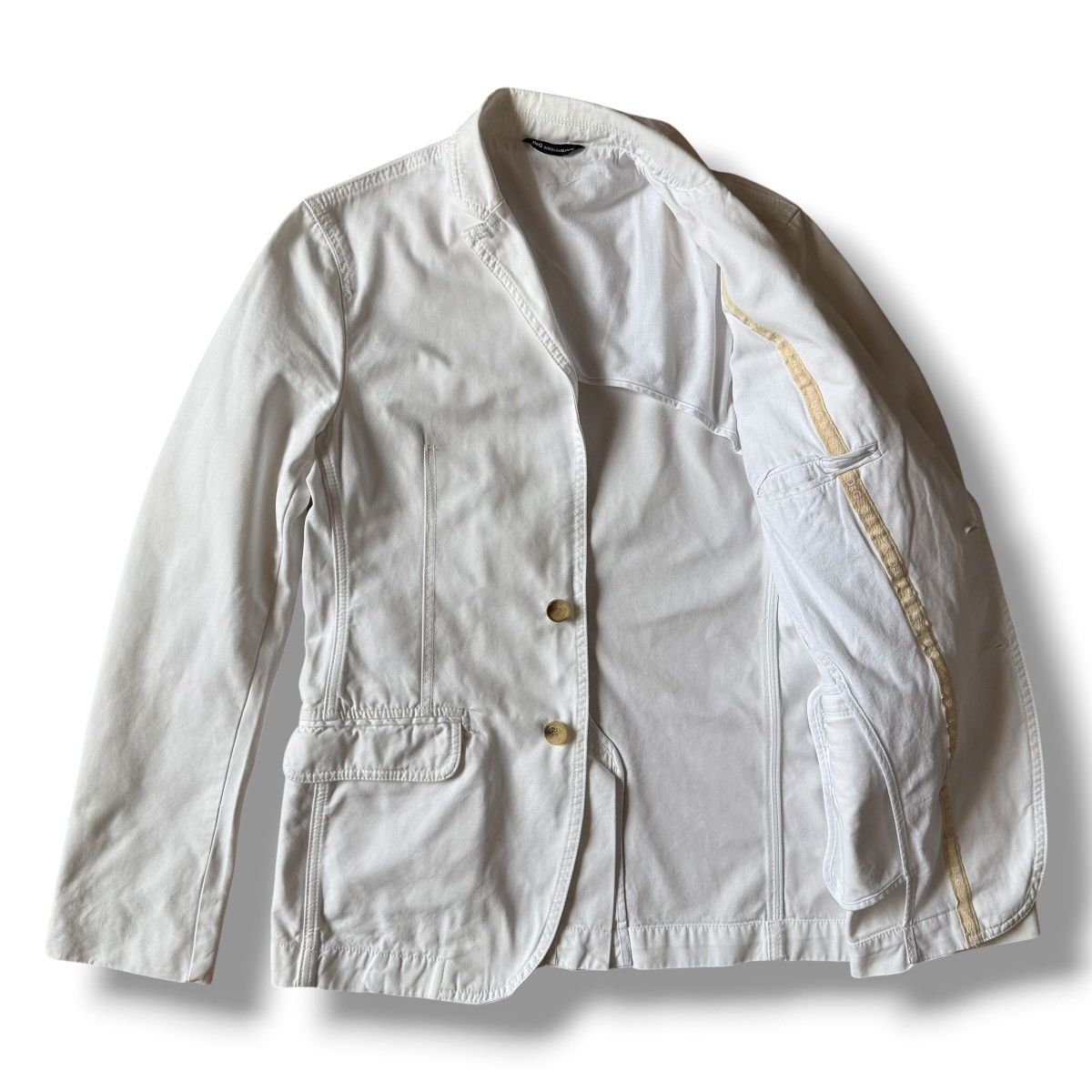 Dolce & Gabbana Dolce & Gabbana White Cotton Single Breast Coat Size 46S - 1 Thumbnail