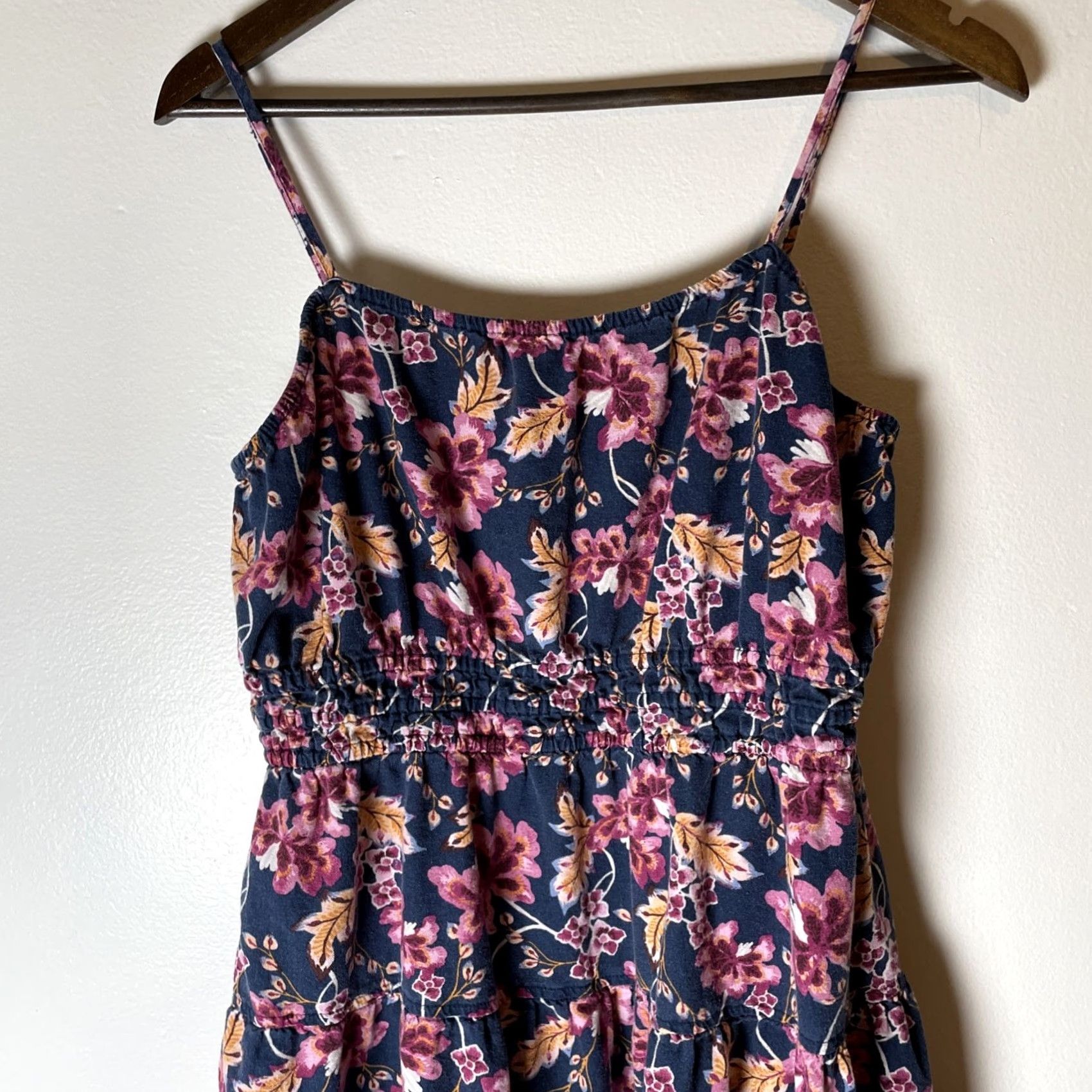 Old Navy Old Navy Midi Dress Women's Size Large Blue Floral Linen Tiered Sundress Bohemian 90s Fashion Size L / US 10 / IT 46 - 3 Thumbnail