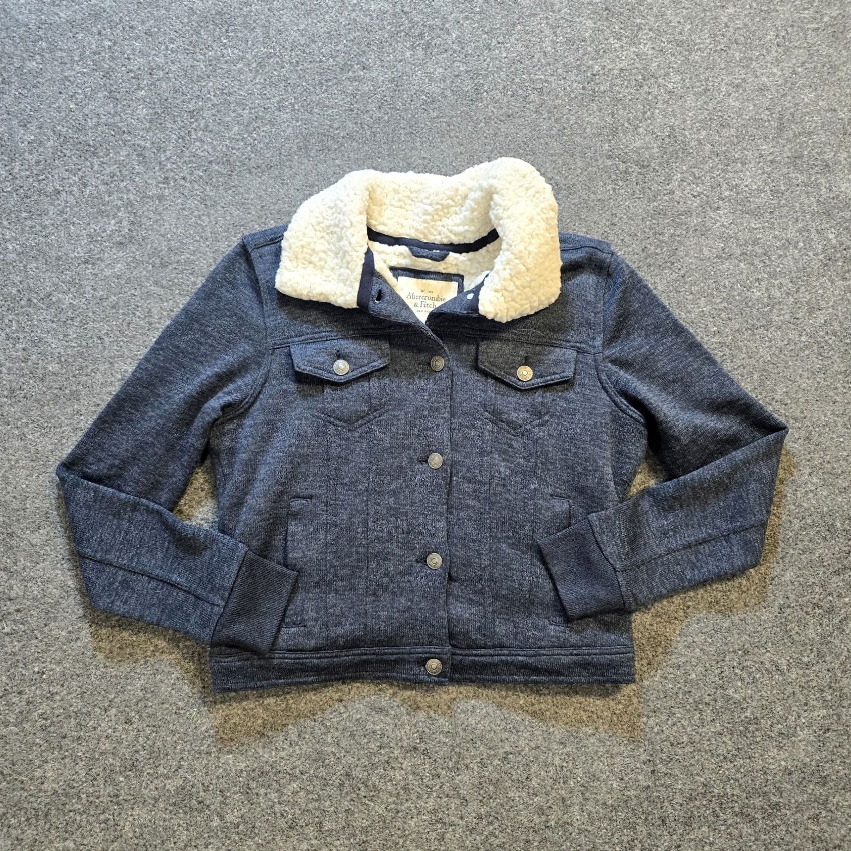 Abercrombie & Fitch Abercrombie & Fitch Jacket Womens Small Blue Fleece Lined Trucker Pockets Casual Jacket Size S / US 4 / IT 40 - 2 Thumbnail