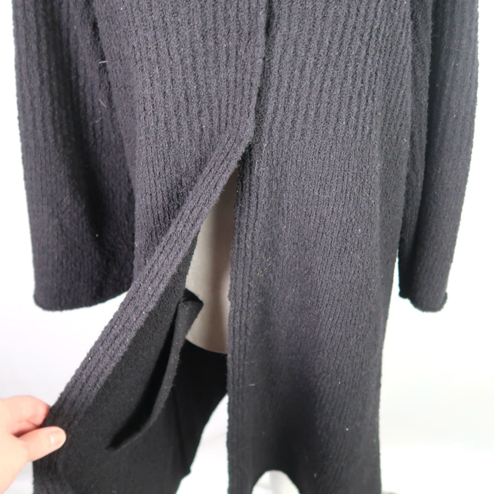 Eileen Fisher Eileen Fisher Cardigan Women L Wool Knit Ribbed Mid Length Black Long Sleeve Scoop Pockets Solid Casual Fall Winter Spring Sweater Size L / US 10 / IT 46 - 7 Thumbnail