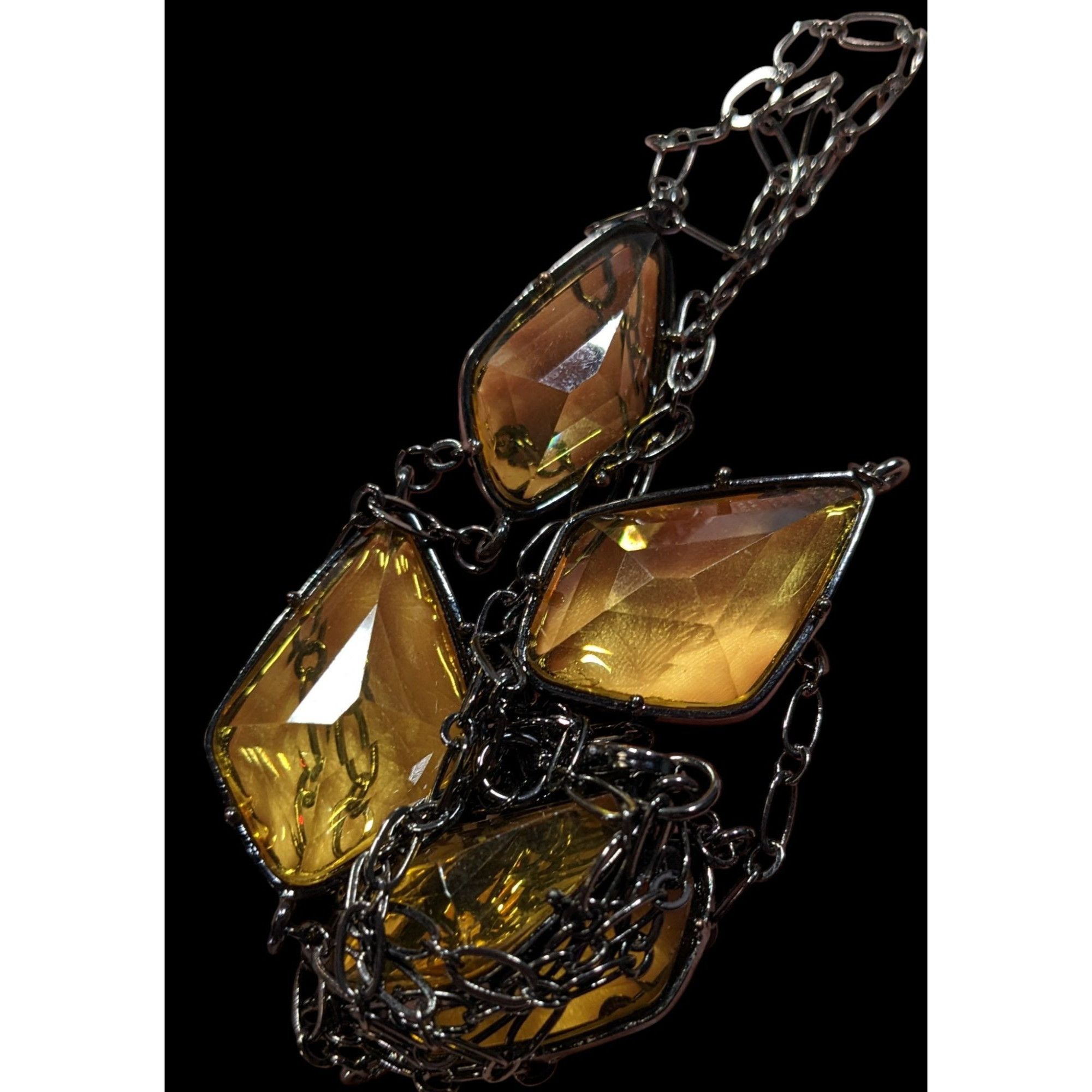 Other Yellow Station Long Chain Necklace With Faceted Stones & Bl Size ONE SIZE - 3 Thumbnail
