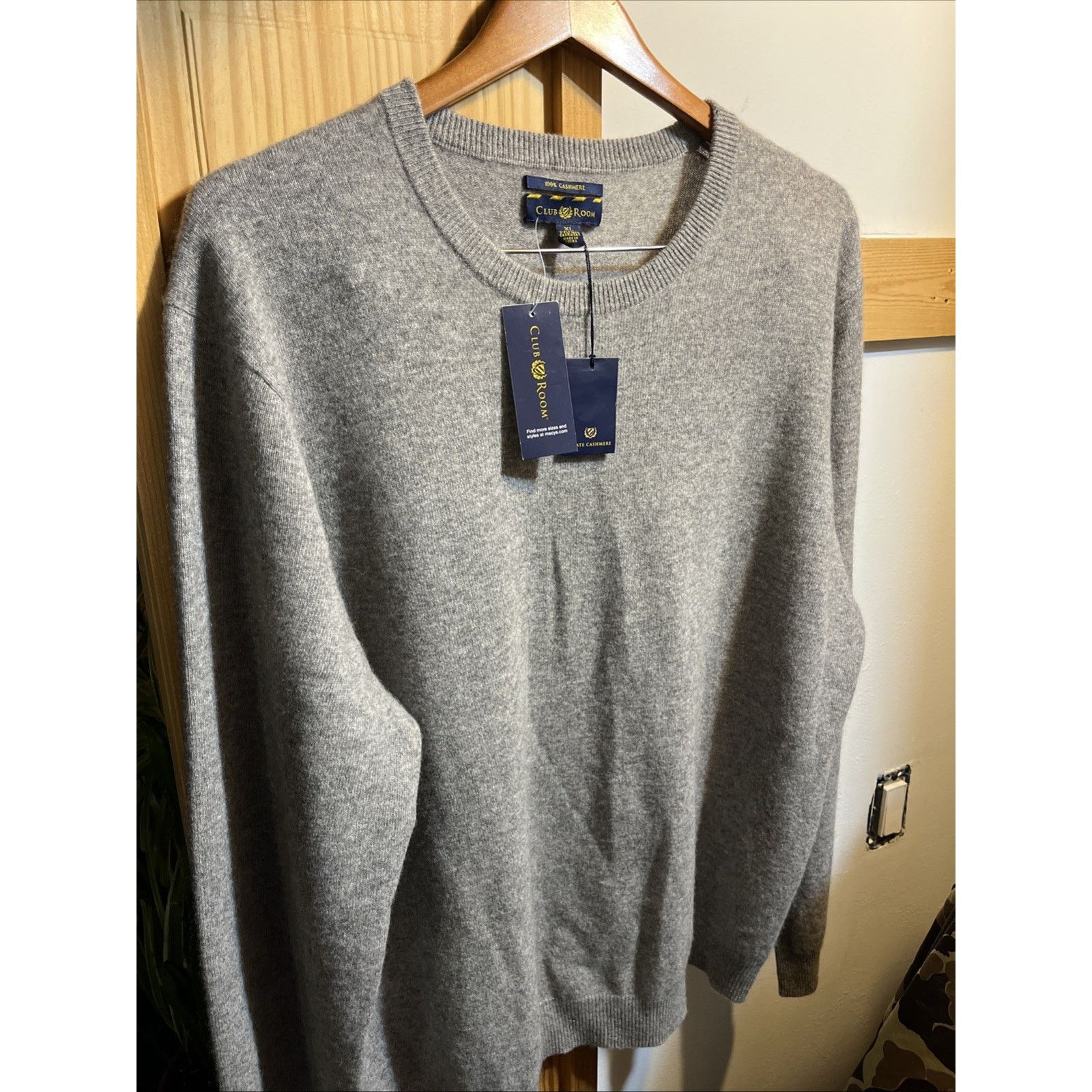 Club Room Club Room Men Cashmere Sweater XL Gray LS 2 Ply Pullover NWT Size US XL / EU 56 / 4 - 2 Thumbnail