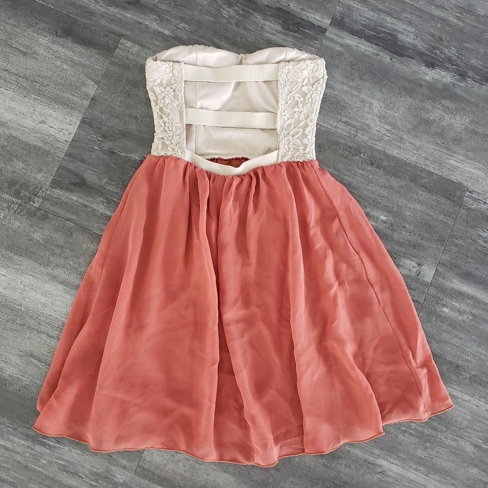 Designer Beige Laced Burnt Orange J7 Babydoll Mini Size S / US 4 / IT 40 - 2 Thumbnail