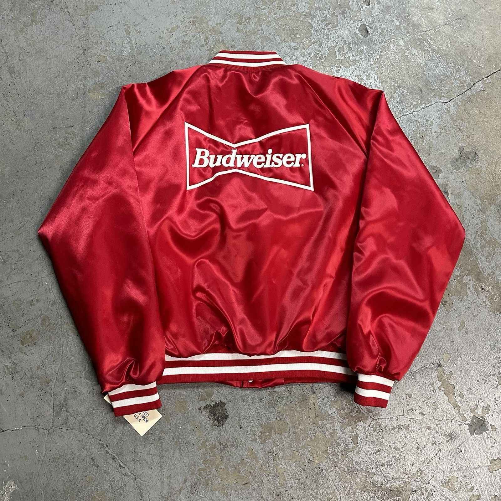 Budweiser × Vintage NWT Vintage 80s Budweiser Beer Red Bomber Satin Jacket XL Size US XL / EU 56 / 4 - 2 Thumbnail