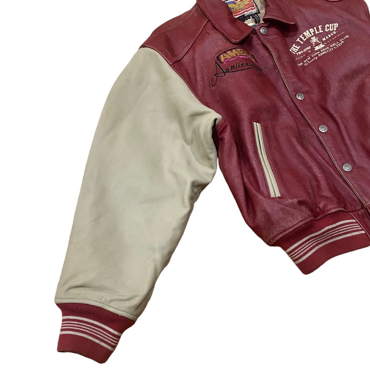Vintage ☀️Ameco Classic varsity leather jacket Size US L / EU 52-54 / 3 - 3 Thumbnail