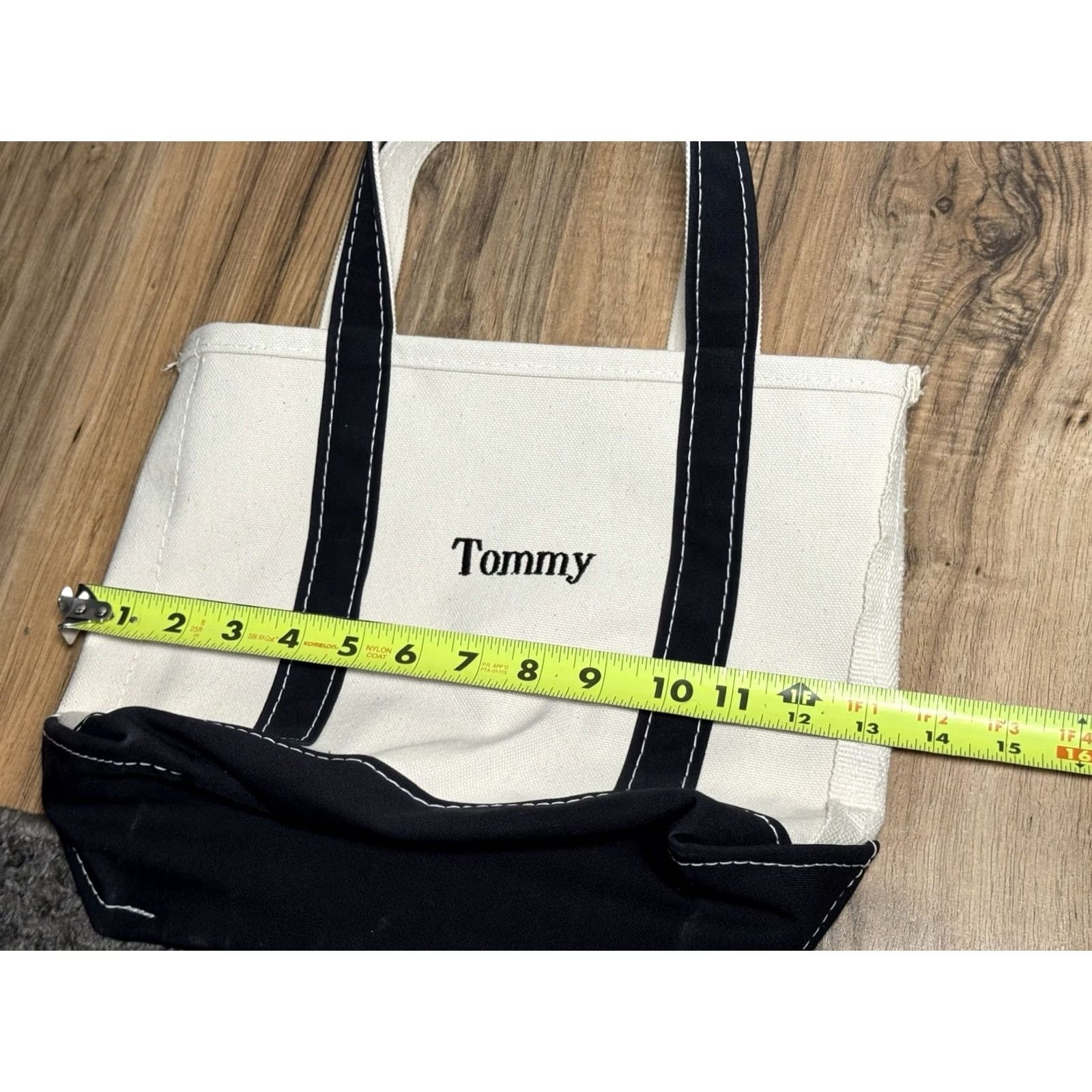 Vintage VINTAGE LL BEAN Boat And Tote Bag Tote Unisex Adults Monogram Tommy Embroidered Black Canvas Almond Small Large Size ONE SIZE - 8 Thumbnail