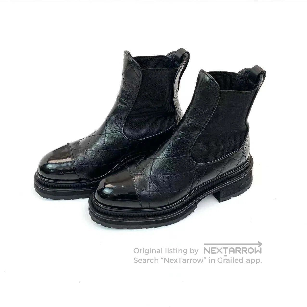 Chanel Chanel 23A black patchwork diamond plaid booties| Size US 6 / IT 36 - 1 Thumbnail