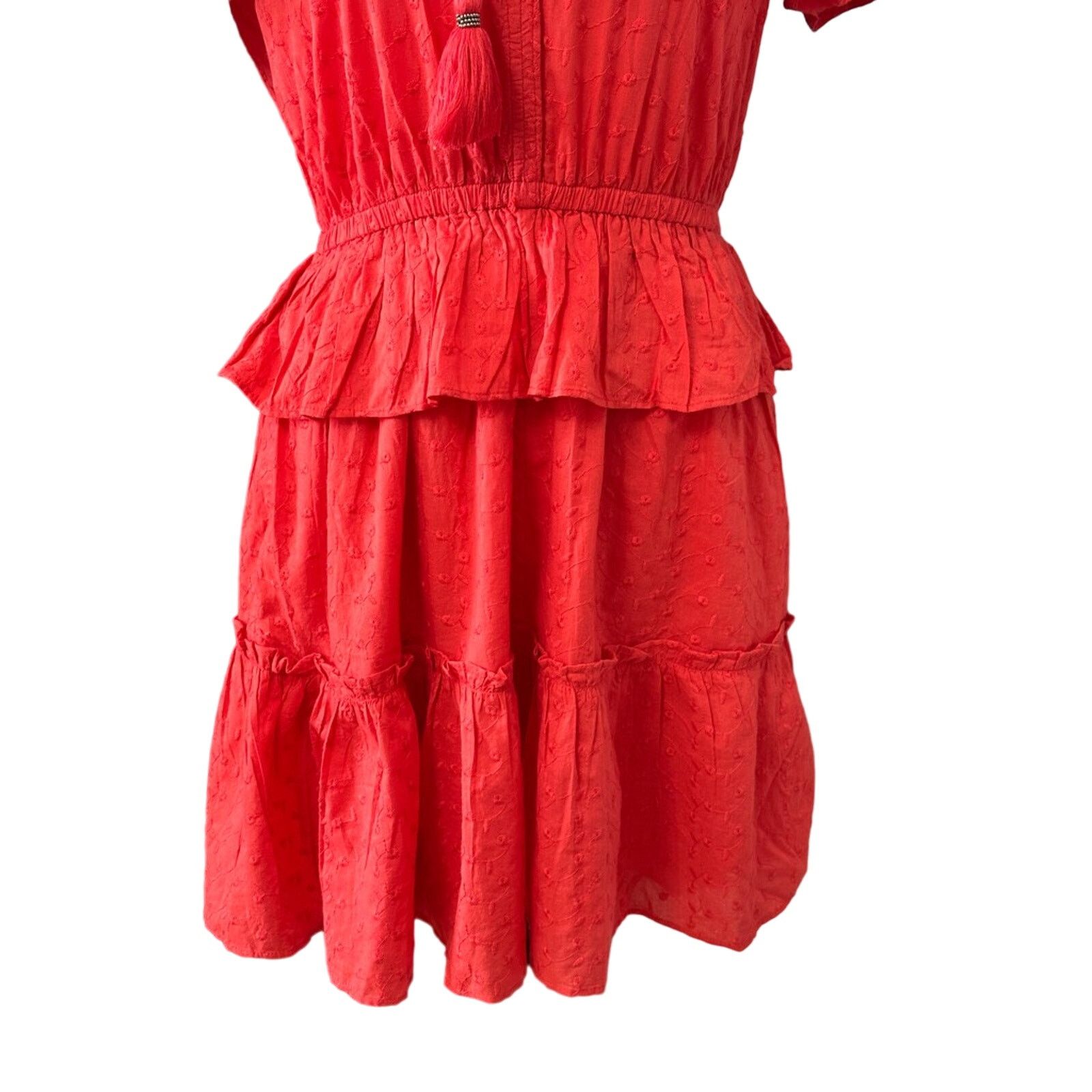 Other NSR Kailani Dress Tiered VNeck Eyelet Lace Cotton Red S NWOT Size S / US 4 / IT 40 - 3 Thumbnail