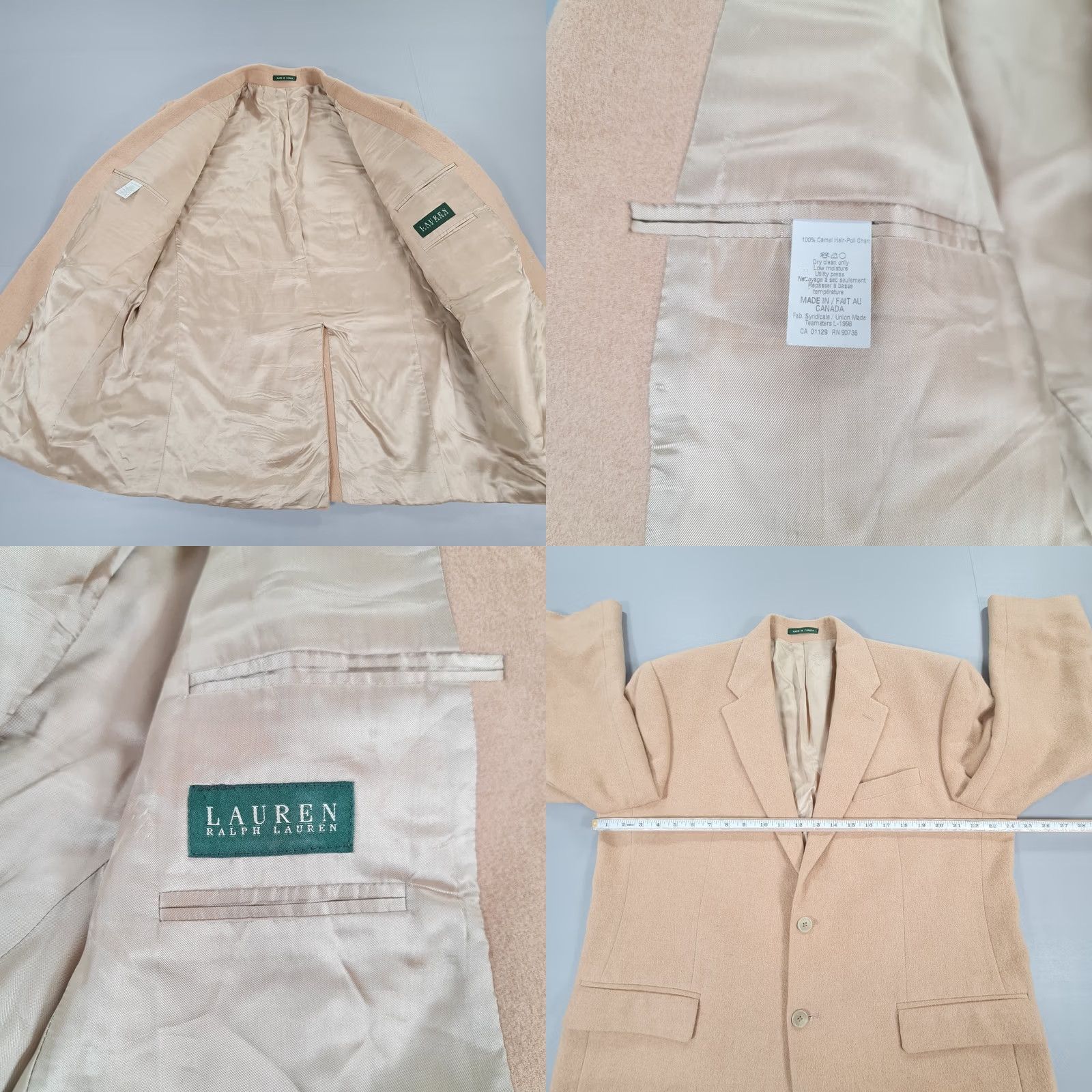 Ralph Lauren VINTAGE Ralph Lauren Mens Blazer Beige Camel Hair Sports Coat Jacket 44 R Size 44R - 8 Thumbnail