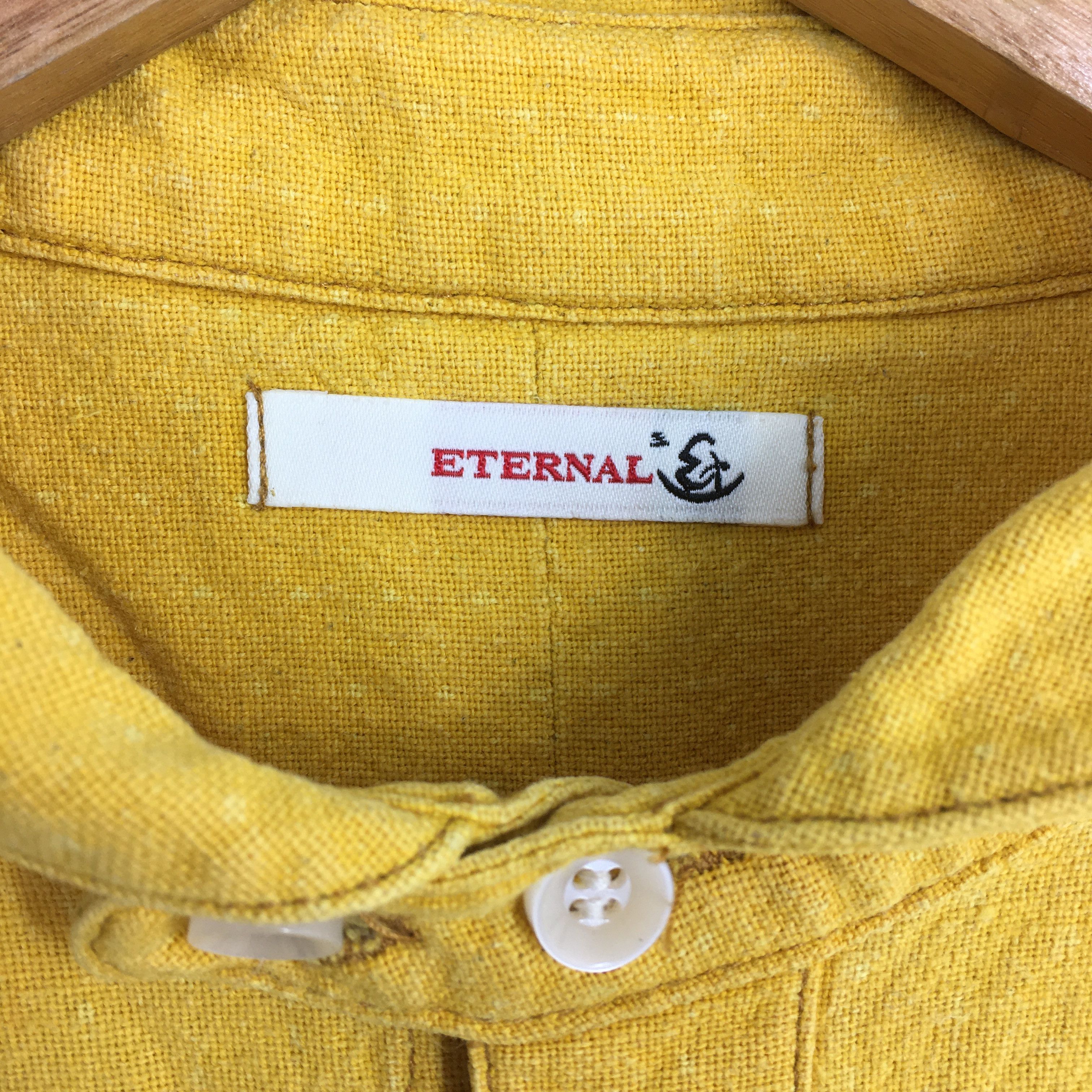 Eternal × Japanese Brand × Vintage Eternal Plain Flannel Yellow Shawl Collar Shirt Large Size US L / EU 52-54 / 3 - 4 Thumbnail