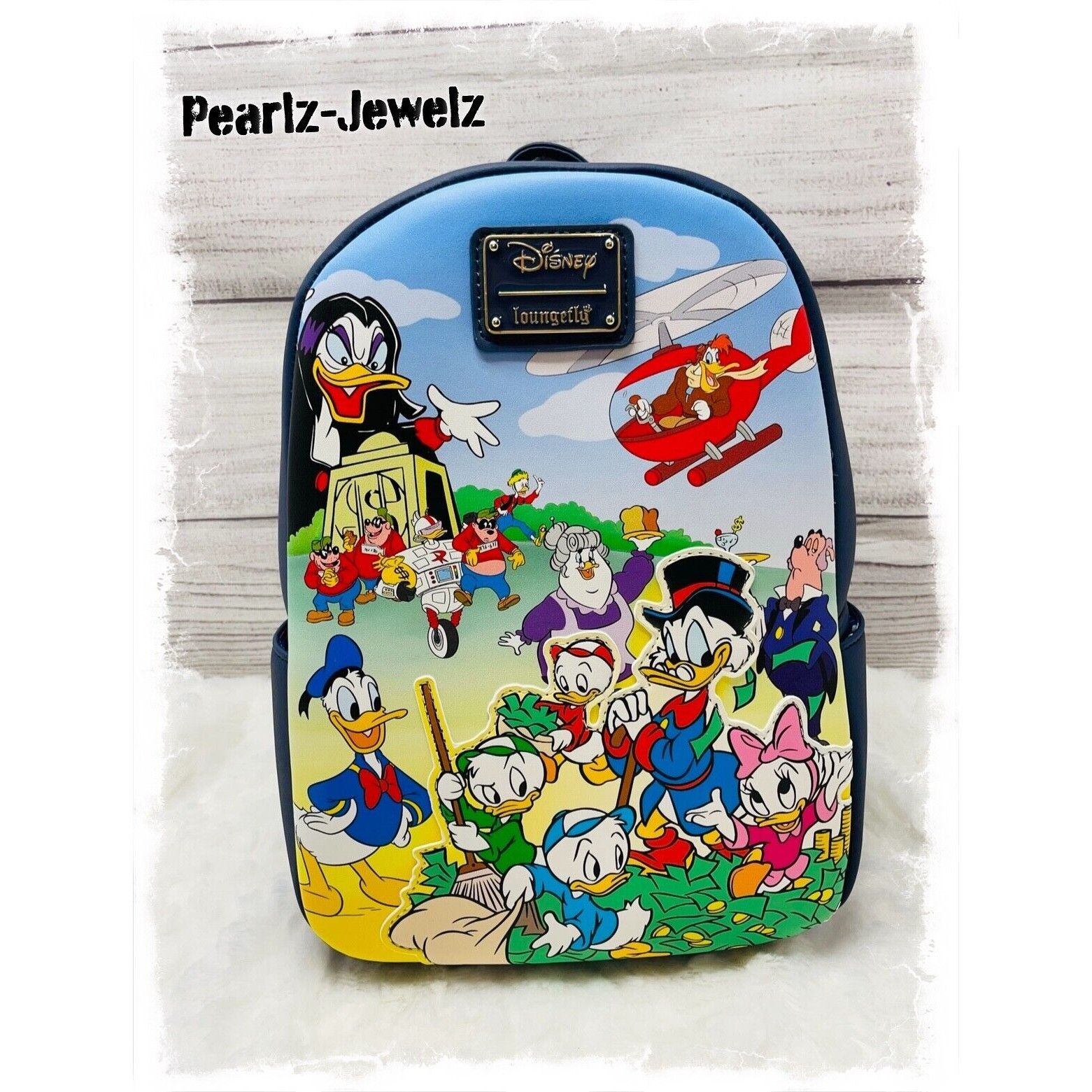 image of Disney Loungefly Ducktales Cast Donald Duck Scrooge Backpack Boxlun, Women's