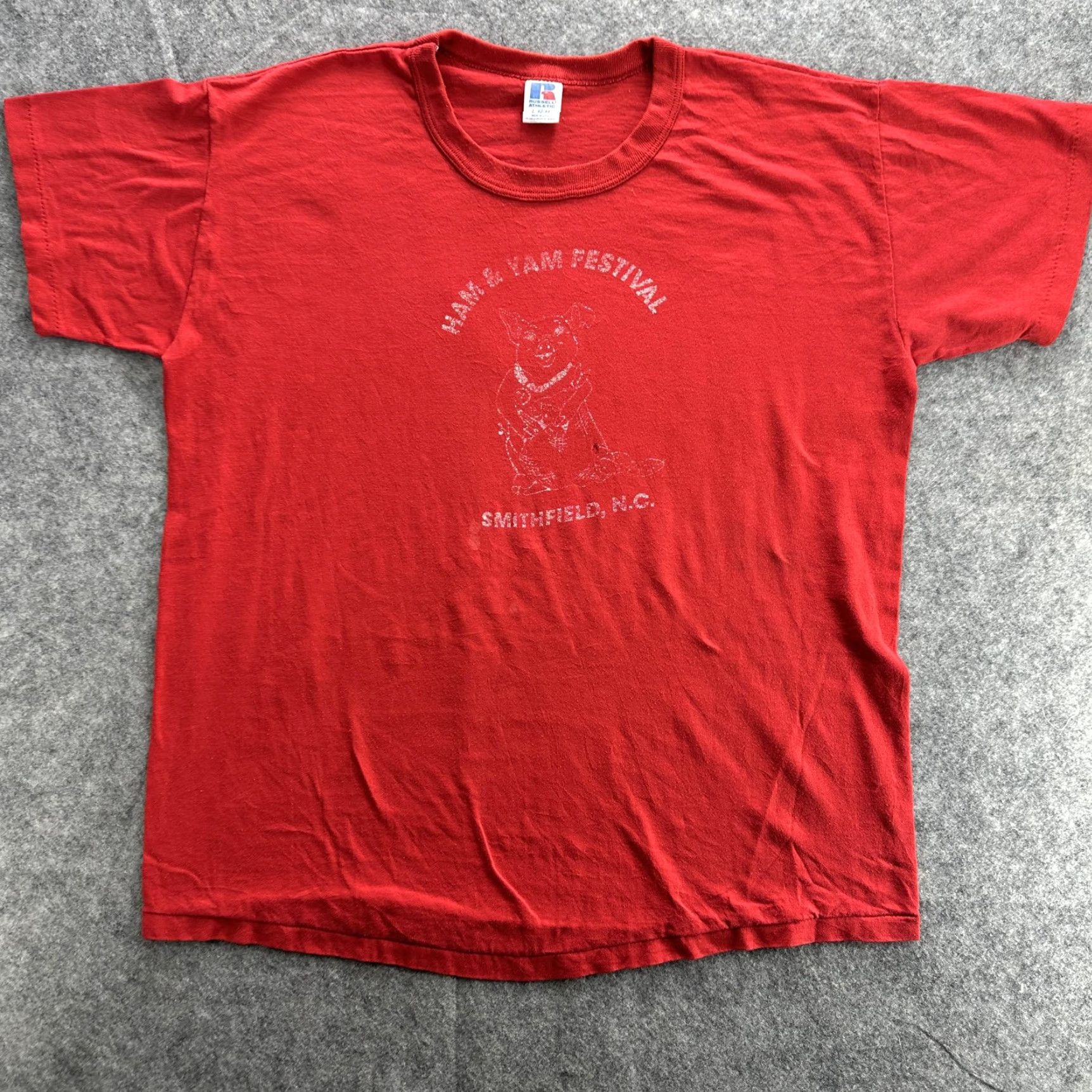 Russell Athletic VINTAGE Ham & Yam Festival Shirt Mens Large Red 90s Graphic Pig Russell Athletic Tee Size US L / EU 52-54 / 3 - 2 Thumbnail