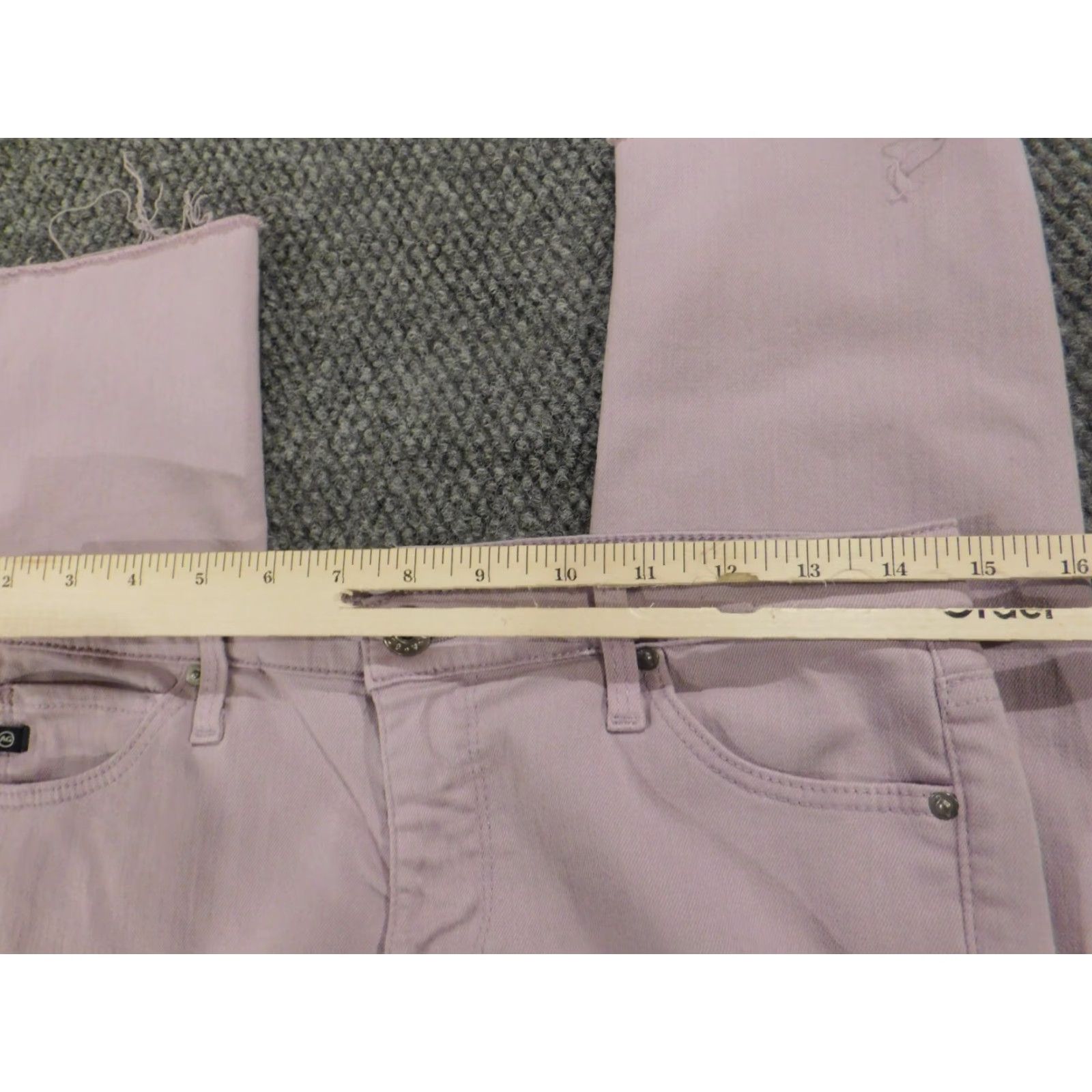 Vintage AG Adriano Goldschmied Womens Jeans Crop Leg 28 Purple Slim Zip 25in Denim Cotton Zipper Cropped Classic Regular Inseam 25in Size 28" / US 6 / IT 42 - 3 Thumbnail
