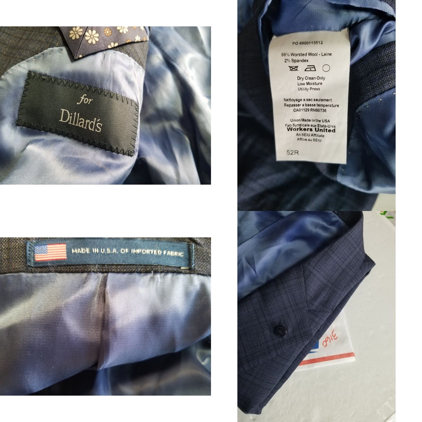 Hart Schaffner Marx Hart Schaffner Marx Blazer Men 52R Wool Plaid Blue USA Made Dillards 2 Button Size 52R - 9 Thumbnail