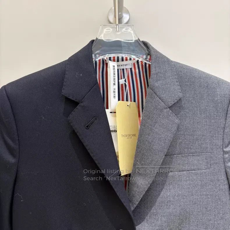 Thom Browne Thom Browne Blazer - Dark Gray + Dark Blue Color Blocked Size XS / US 0-2 / IT 36-38 - 3 Thumbnail