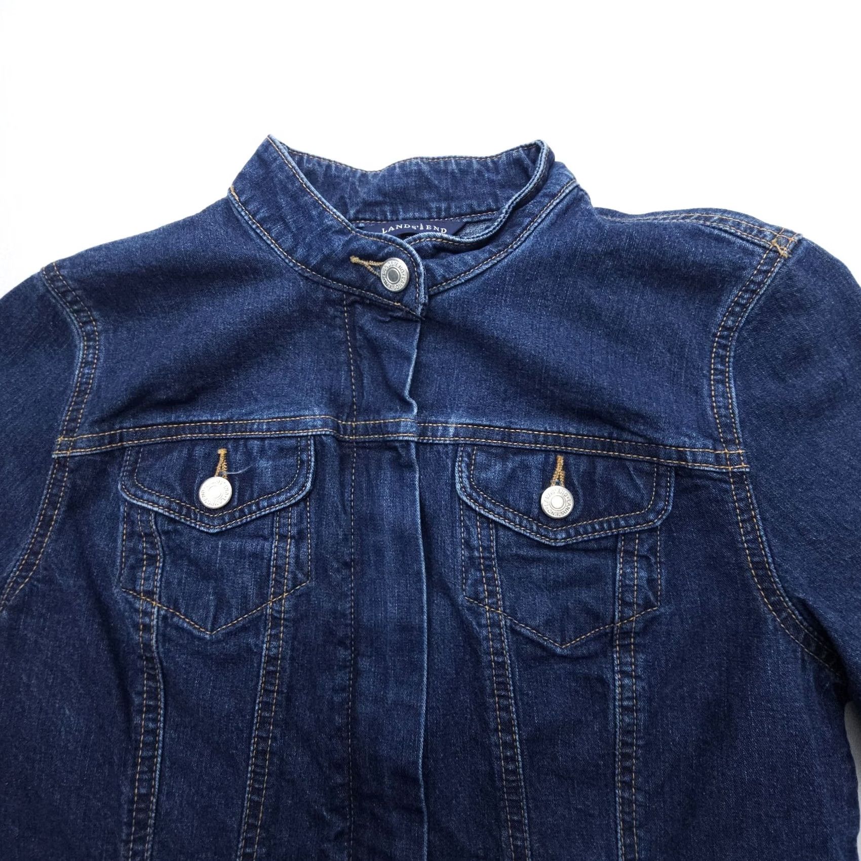 Lands' End Lands' End Denim Jacket Womens Small Blue Trucker Crop Western Full Zip Y2K Dark Jeans Jacket Womens Small Blue Trucker Western Full Zip Y2K Dark Size S / US 4 / IT 40 - 4 Thumbnail