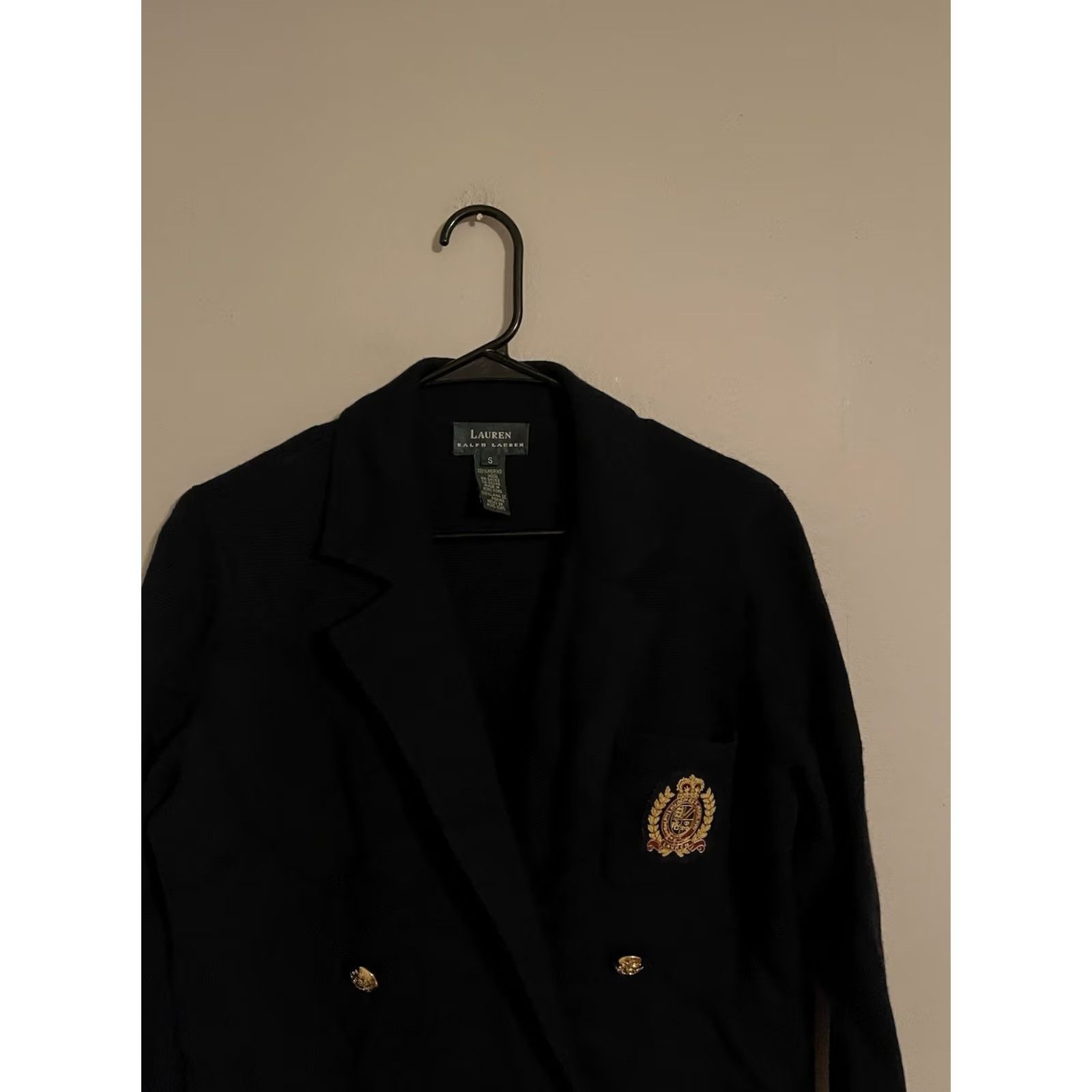 Ralph Lauren Ralph Lauren Blazer Knit Merino Wool Double Breasted Crest Button Women S Small Blue Wool Lining Pockets Vintage No Size S / US 4 / IT 40 - 2 Thumbnail