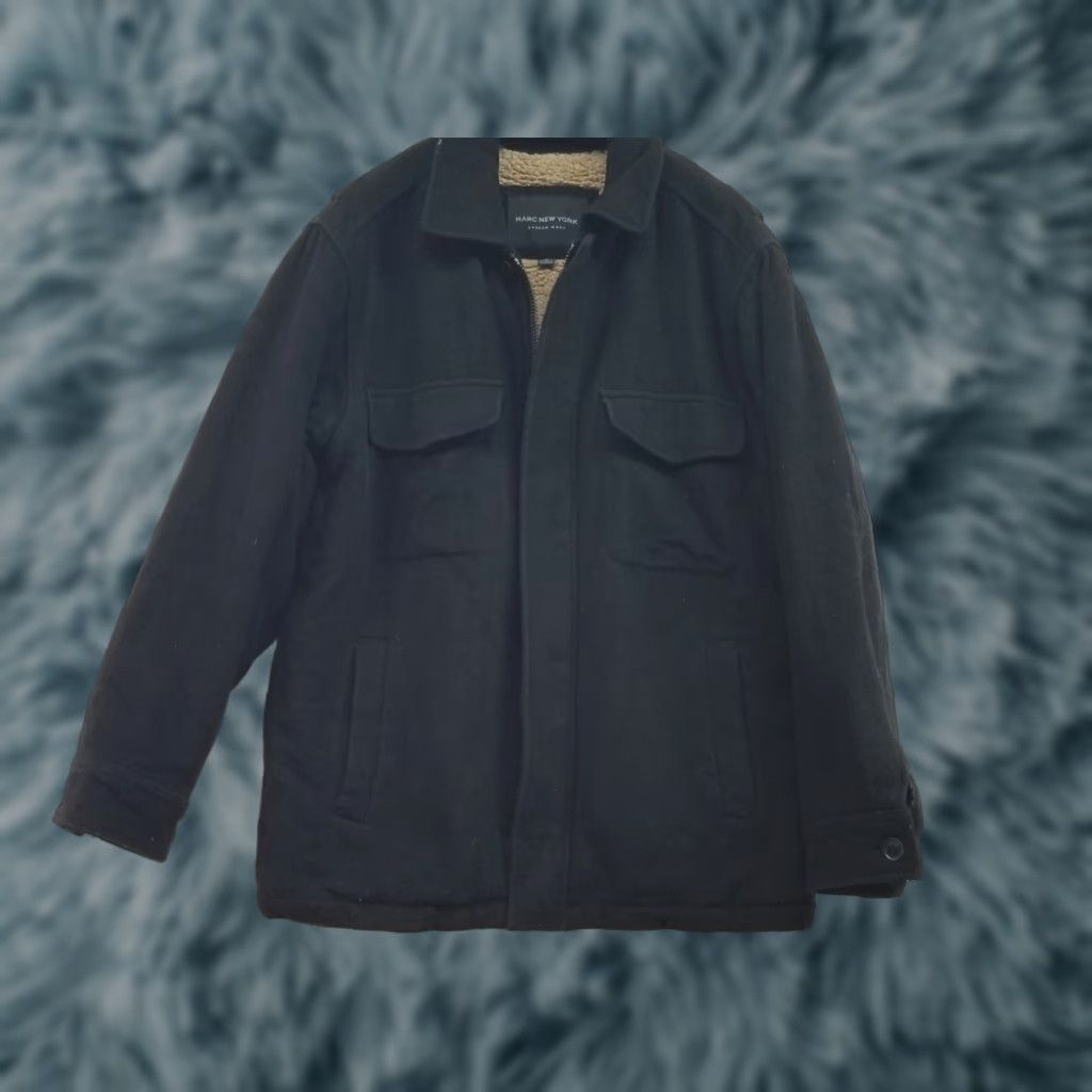 Andrew Marc ANDREW MARC New York Wool Coat Jacket Mens M Black Sherpa Lining Zip Coat Size US M / EU 48-50 / 2 - 1 Thumbnail