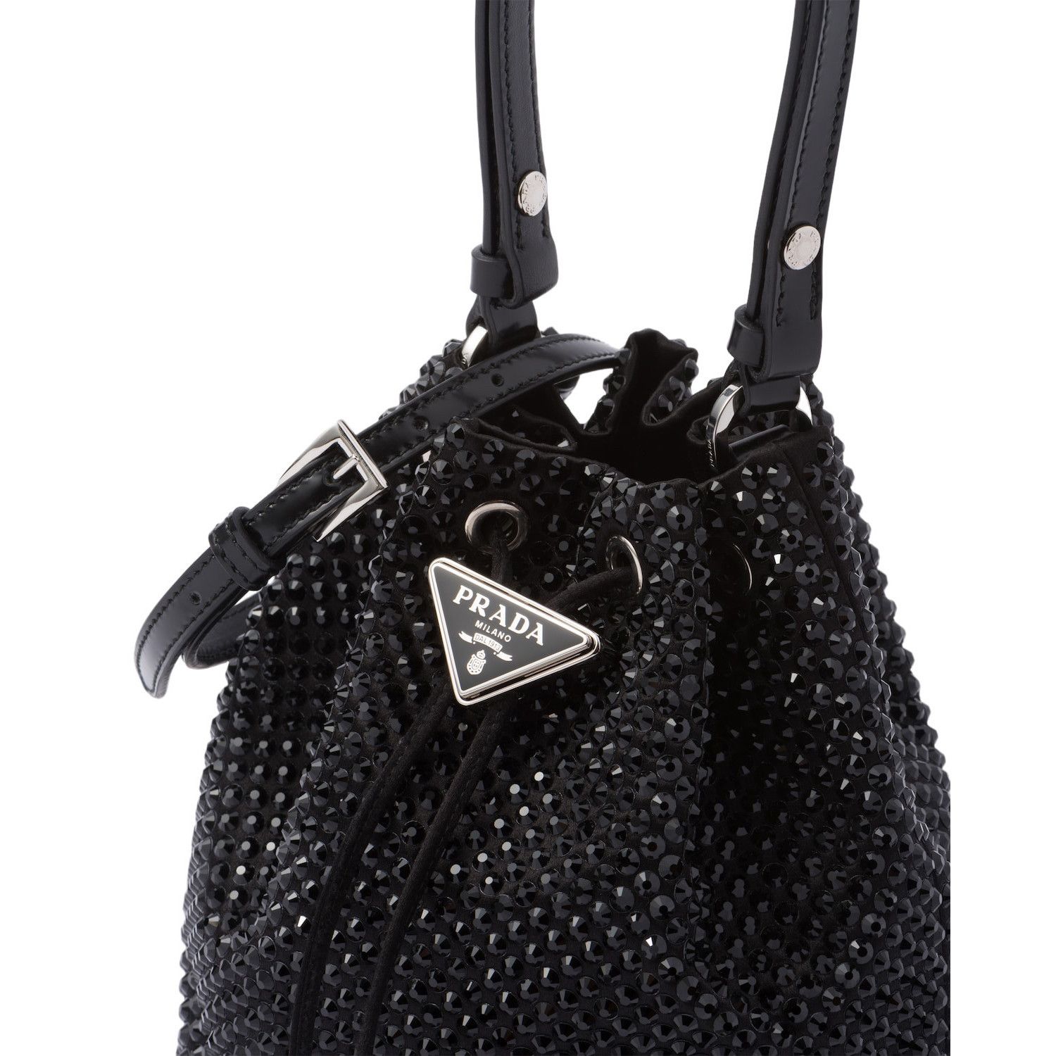 Prada PRADA $3750 Black Satin WIth Crystals Mini Top Handle Bag Ne Size ONE SIZE - 5 Thumbnail