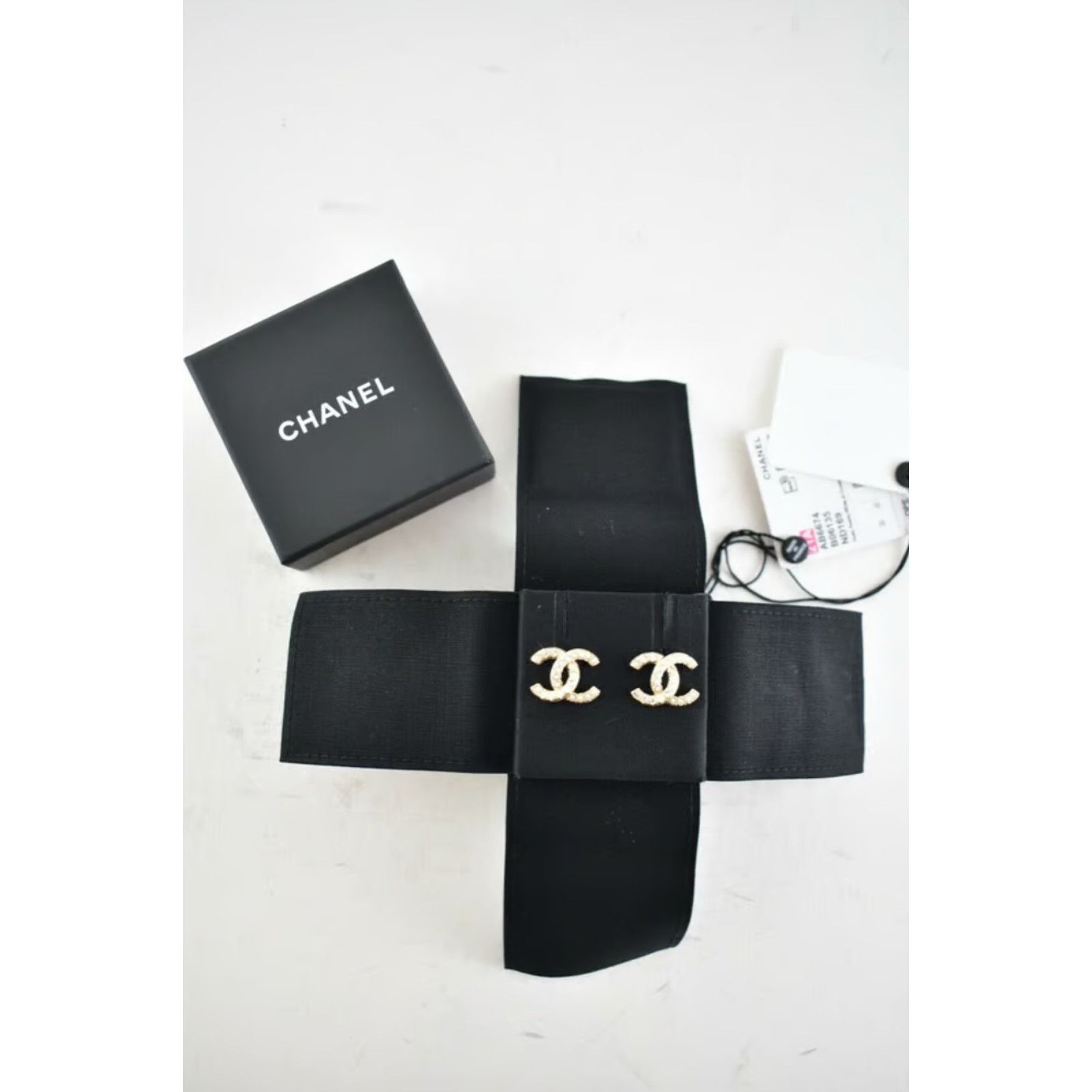 Chanel Chanel Gold Pearl Strass Crystal Statement Stud Earrings Size ONE SIZE - 2 Thumbnail