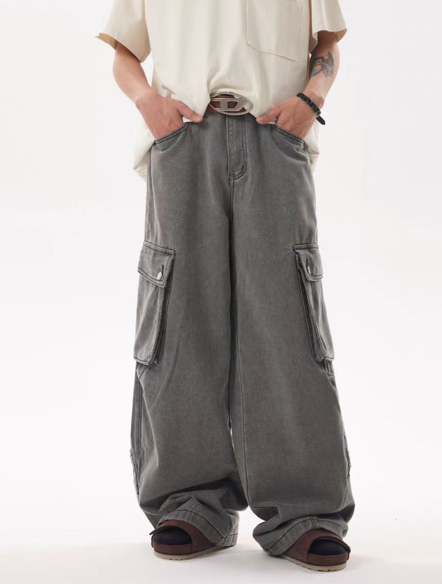 Japanese Brand × Vintage Casual baggy wide leg washed and distressed work pants Size US 32 / EU 48 - 4 Thumbnail