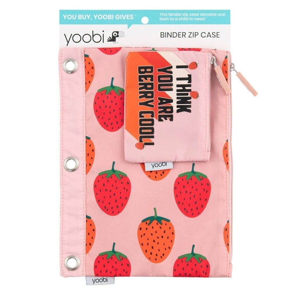 Other Yoobi Binder Zip Case & Coin Purse - "Berry Cool" Strawberry Size ONE SIZE - 1 Thumbnail